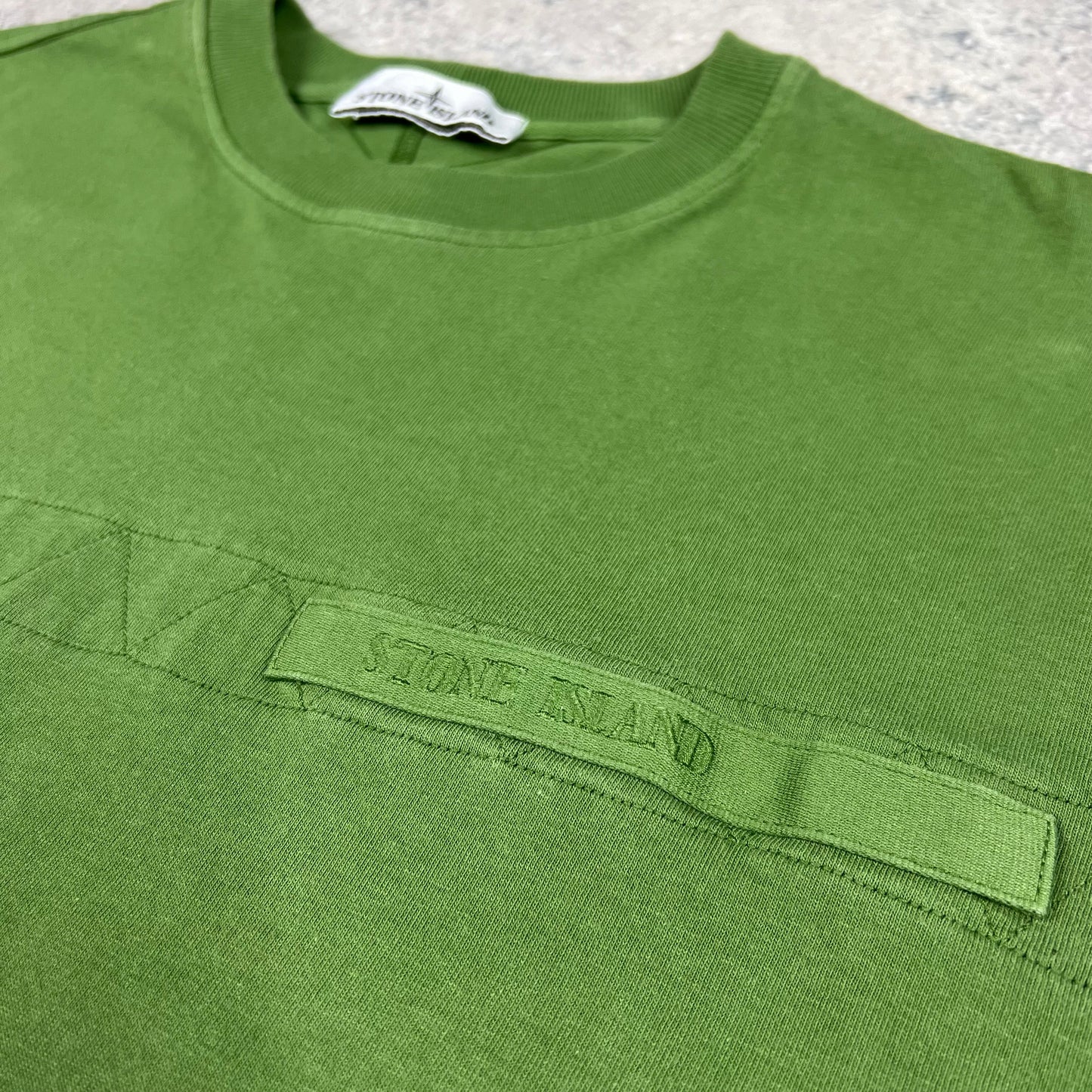 Stone Island Green Tape Logo T-Shirt Medium  21.25”