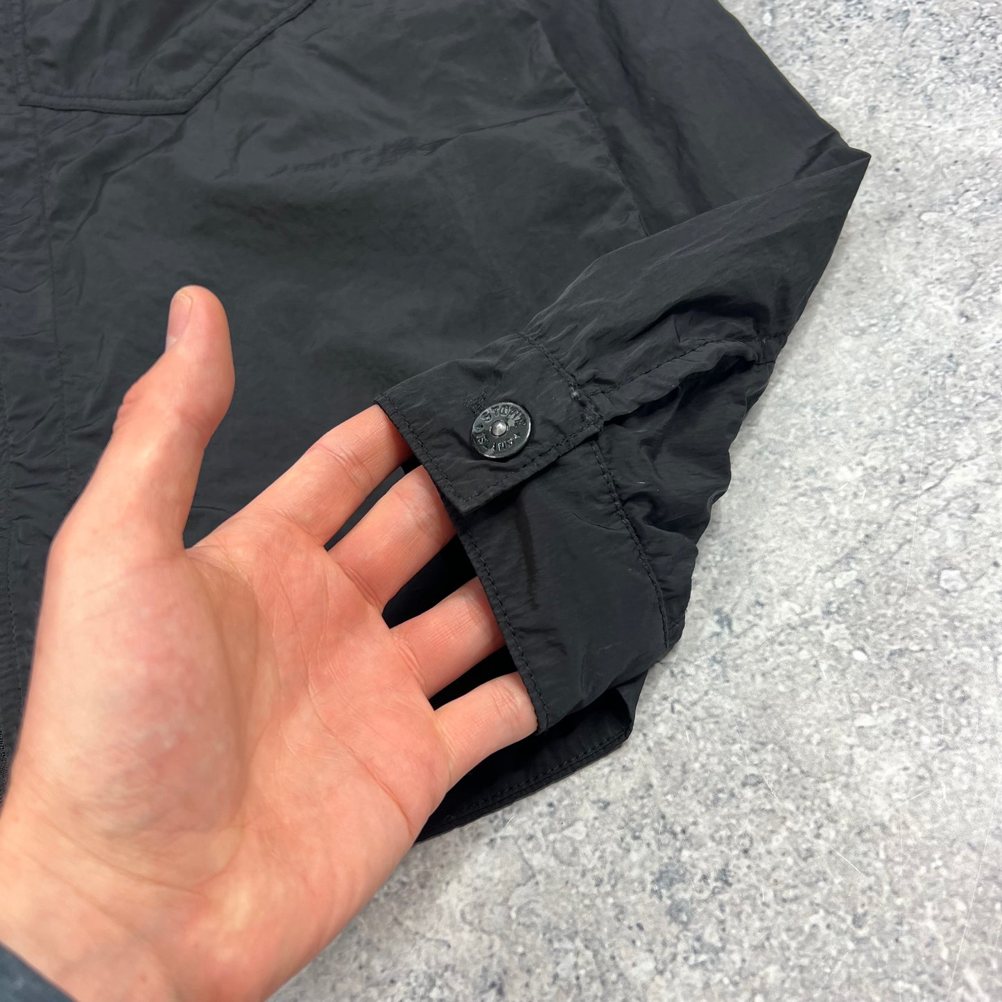 Stone Island Black Nylon Metal Patch Overshirt Small 19.75”
