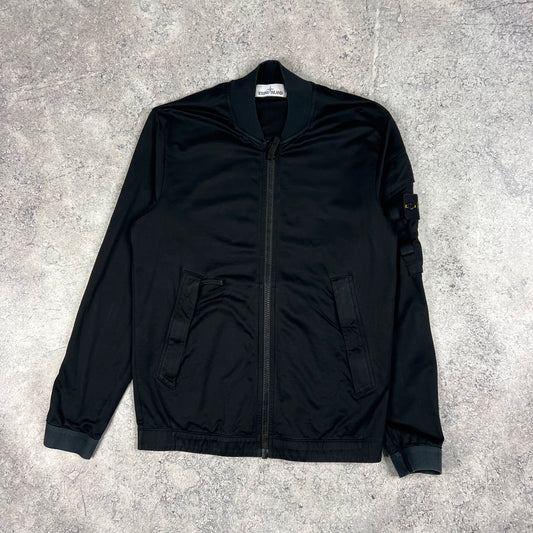 Stone Island Black Cotton Bomber Jacket Medium 20.75”