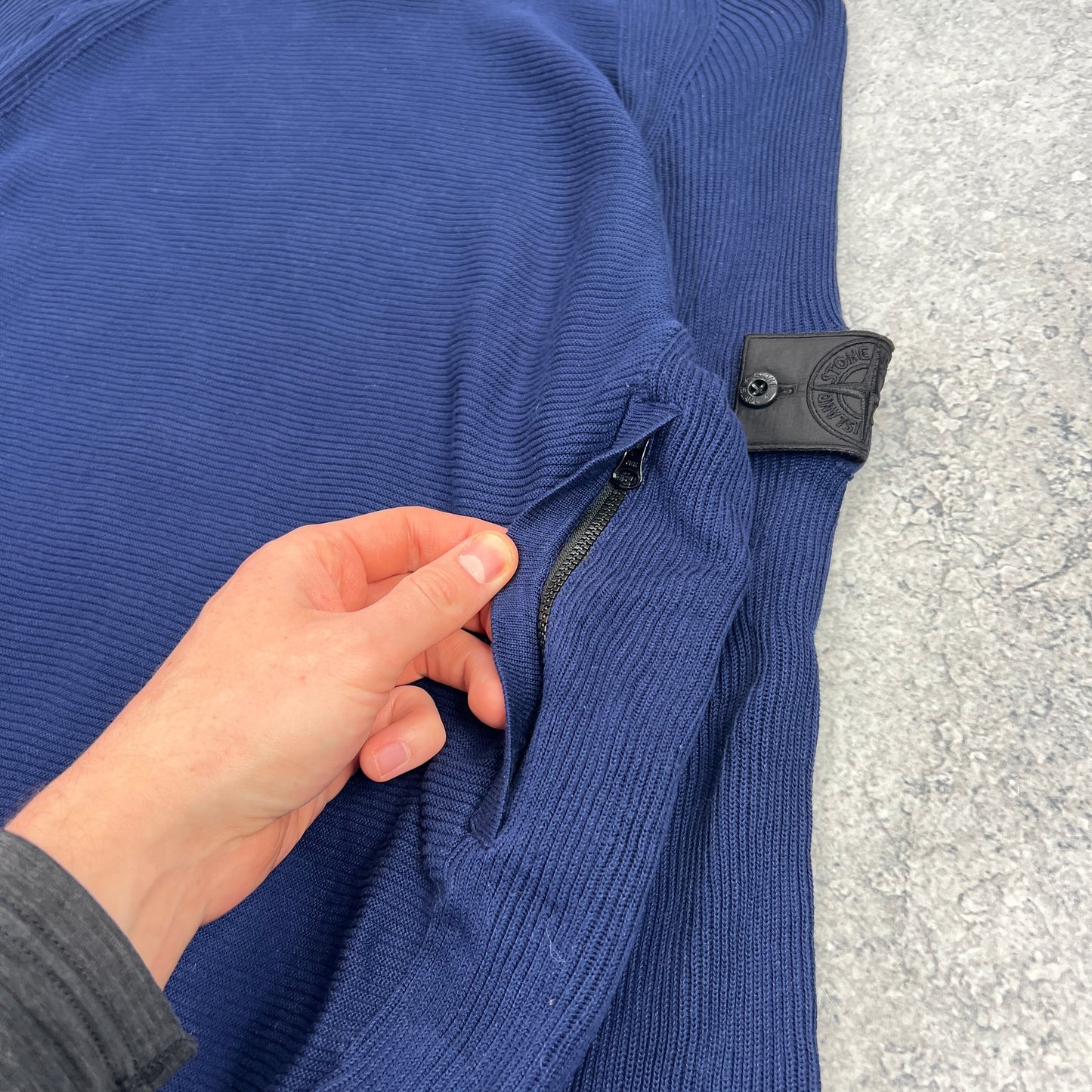 Stone Island Shadow Project Blue Knit Hoodie Medium 20.75”
