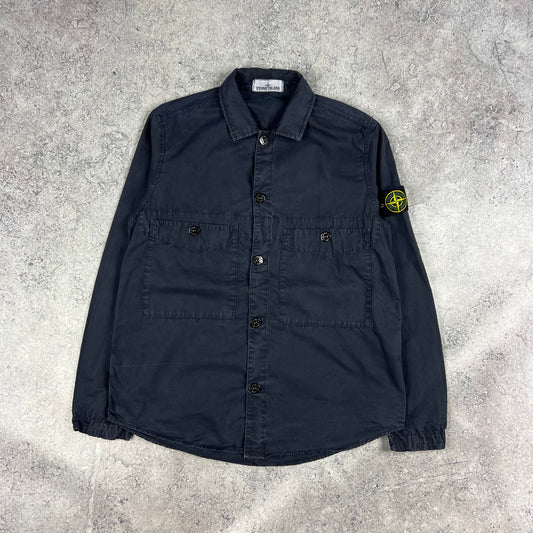 Stone Island Navy Garment Dyed Overshirt Small 21.25”