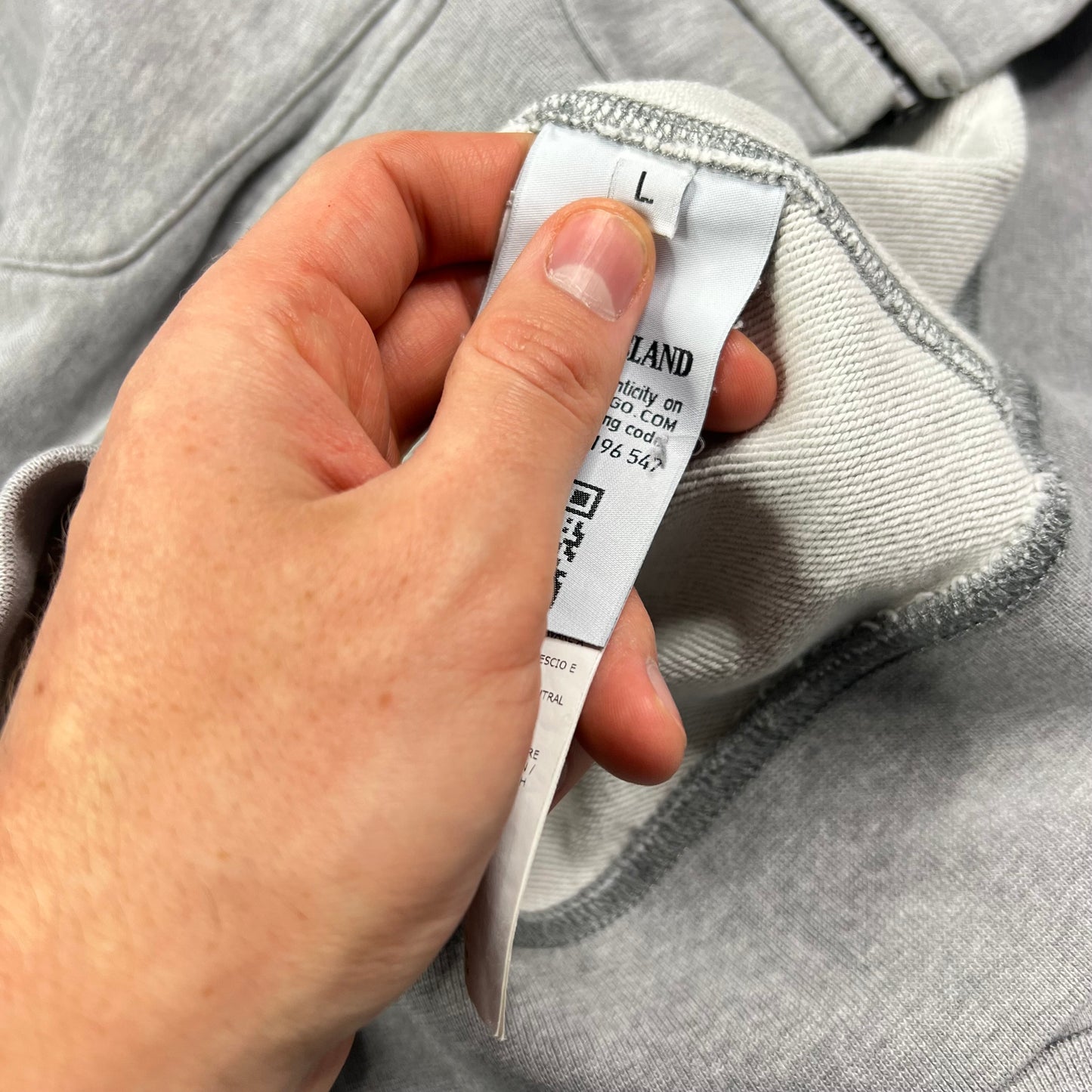 Stone Island Grey FZ Hoodie Large 21.75”