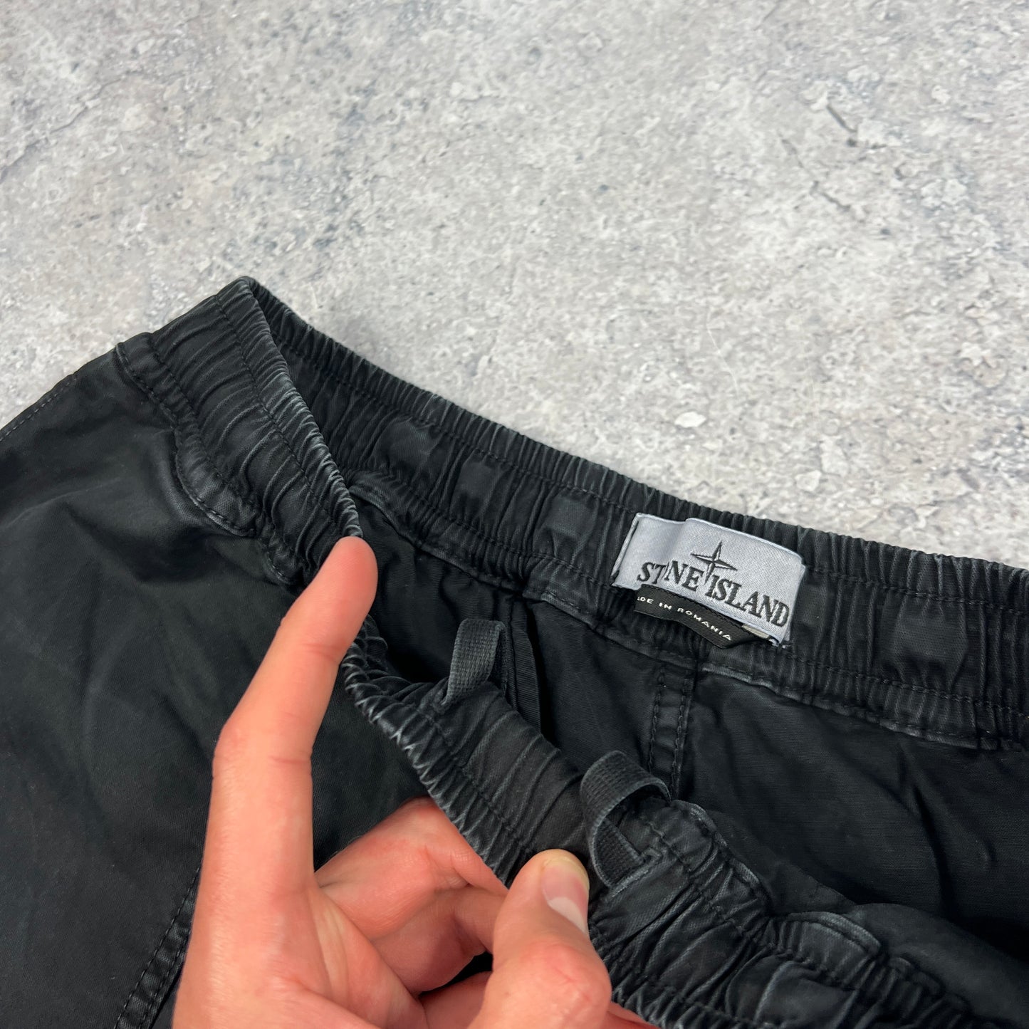 Stone Island Black Garment Dyed Cargo Shorts W30”