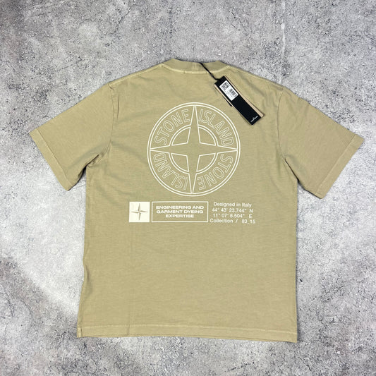 Stone Island Beige Industrial Print T-Shirt Medium 22.25” BNWT