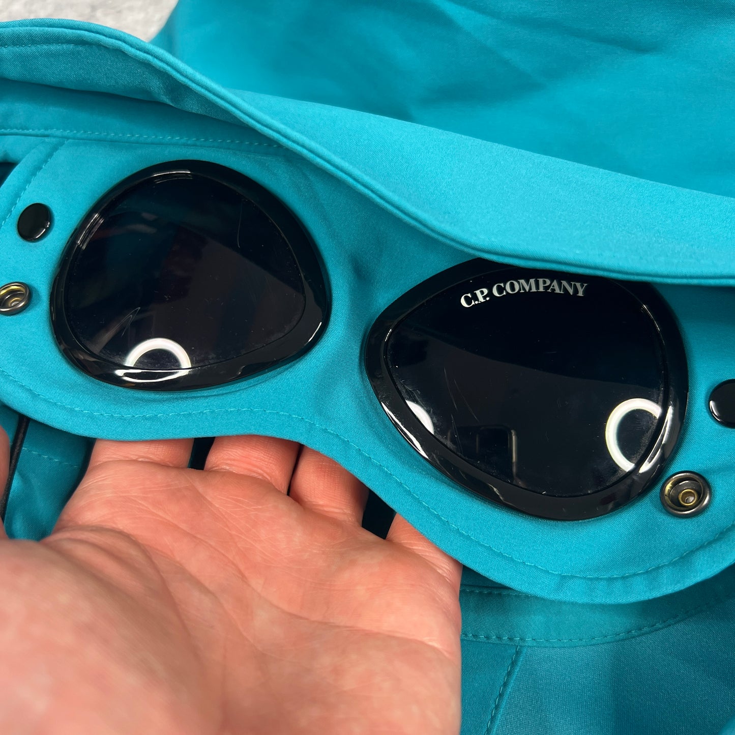 CP Company Blue Softshell Goggle Jacket 46- S/M 21.25”