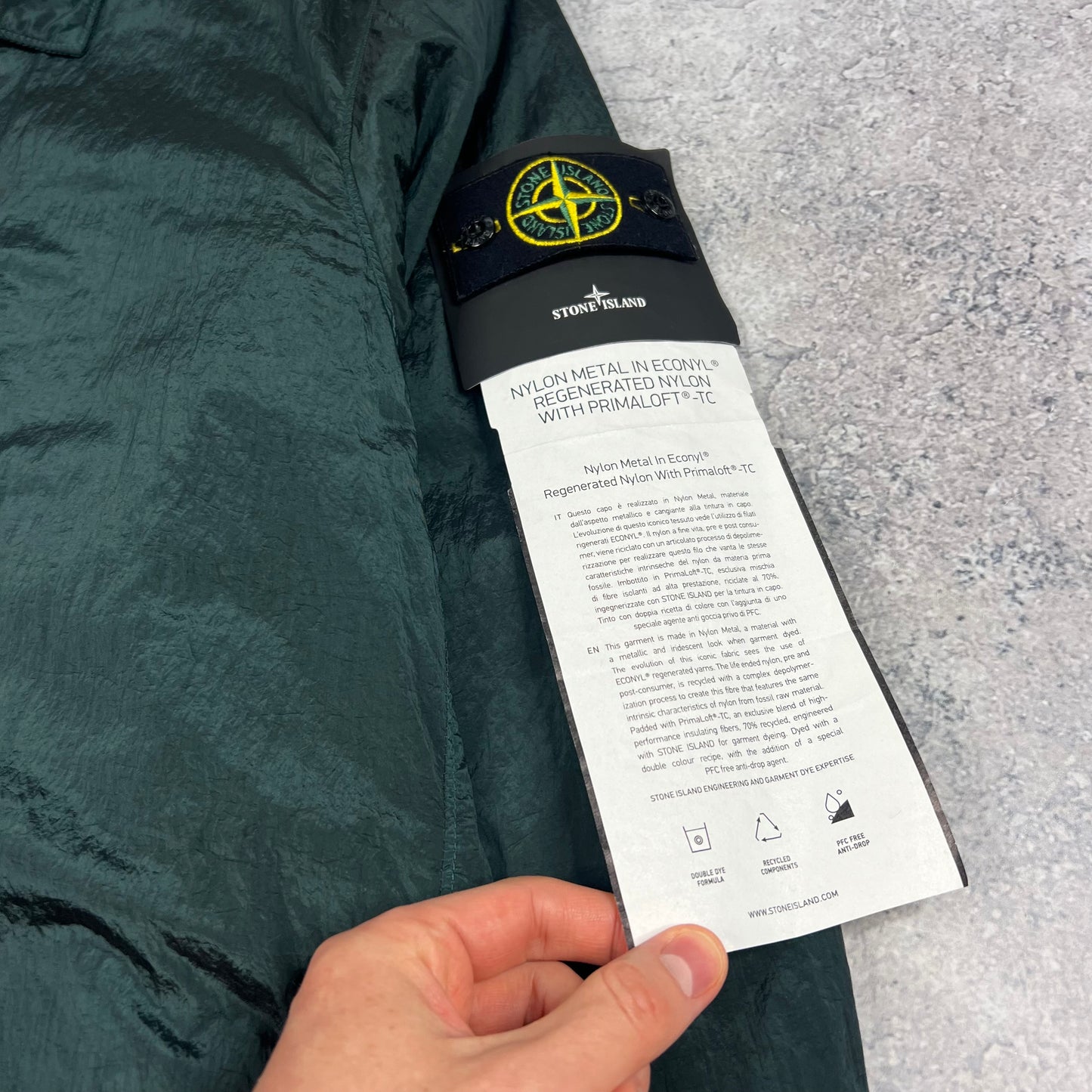 Stone Island Green Nylon Metal Primaloft Jacket Large 24”