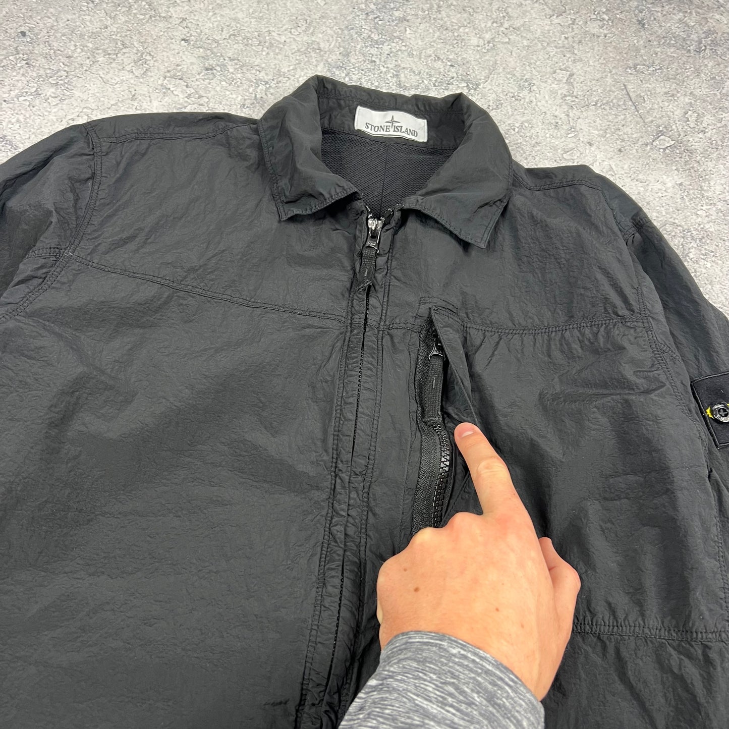 Stone Island Black Nylon Metal Overshirt Large 22”