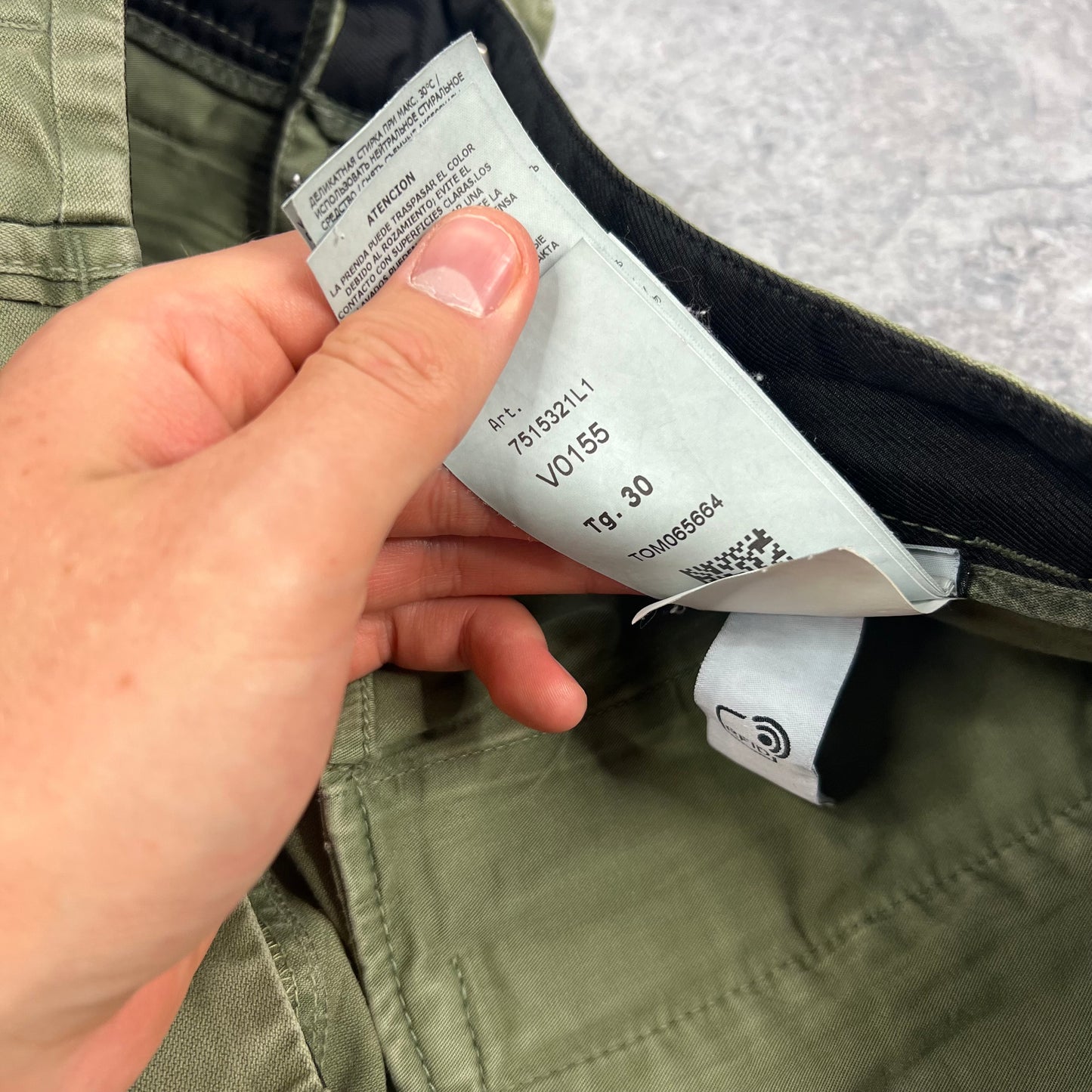 Stone Island Green Skinny Cargo Trousers W30”