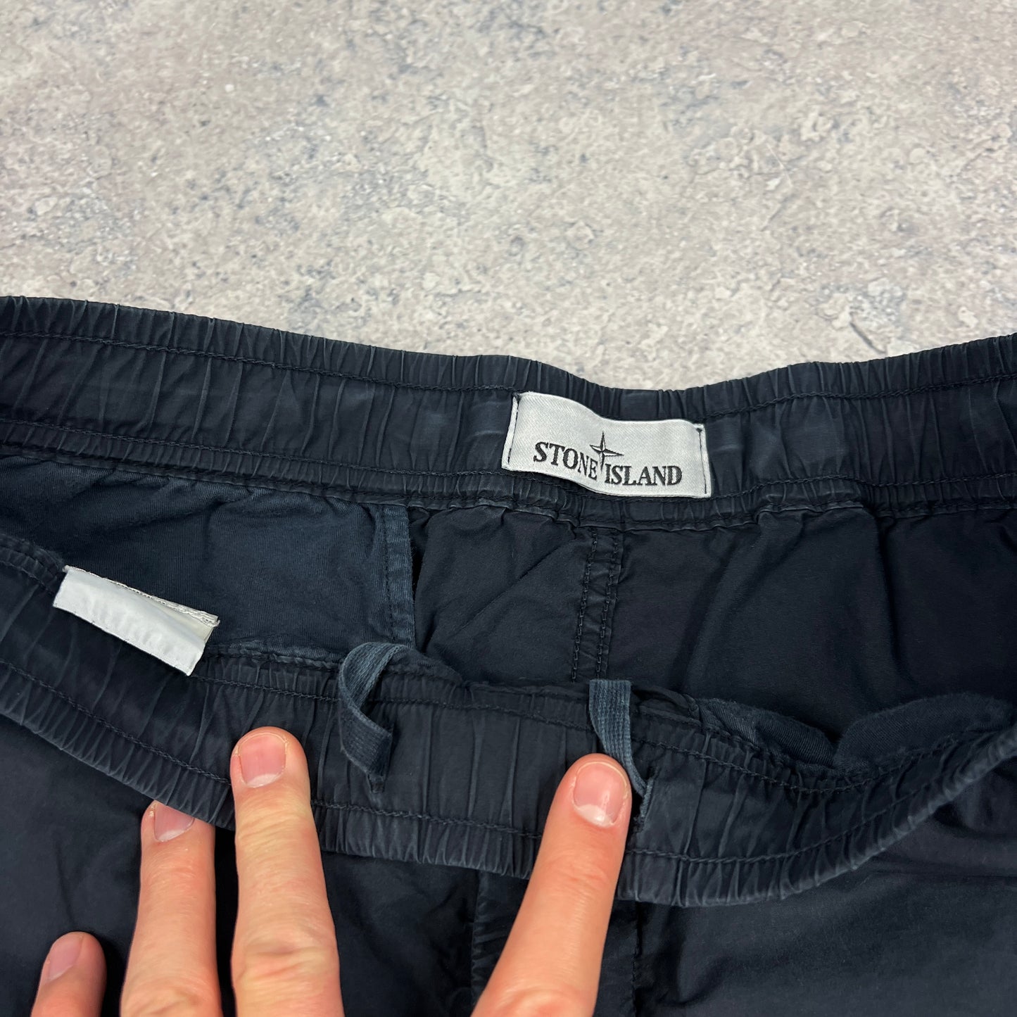 Stone Island Navy Cuffed Tela Parachute Cargo Trousers W34”