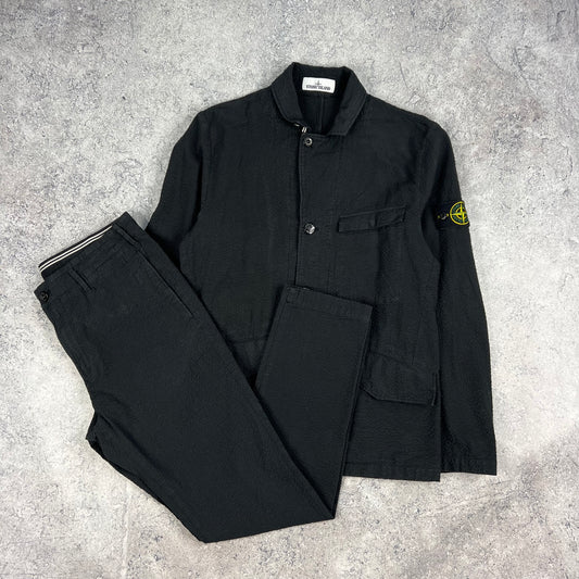 Stone Island Black Seersucker Suit Medium 32”