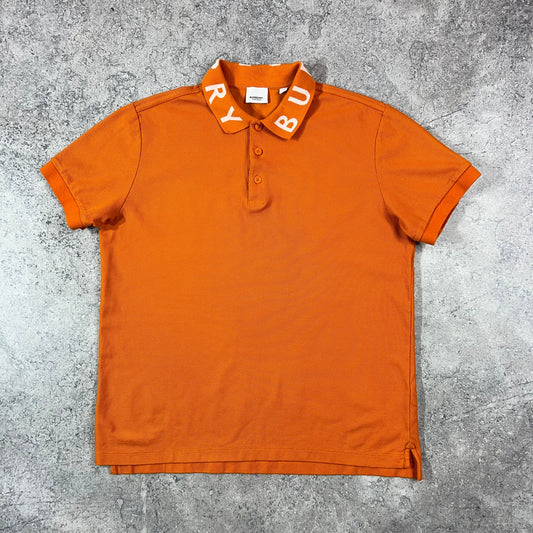 Burberry Orange Polo Shirt Large 22.25”