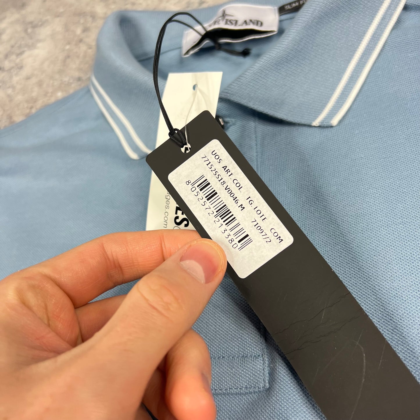 Stone Island Blue Long Sleeve Polo Shirt Medium 20” BNWT