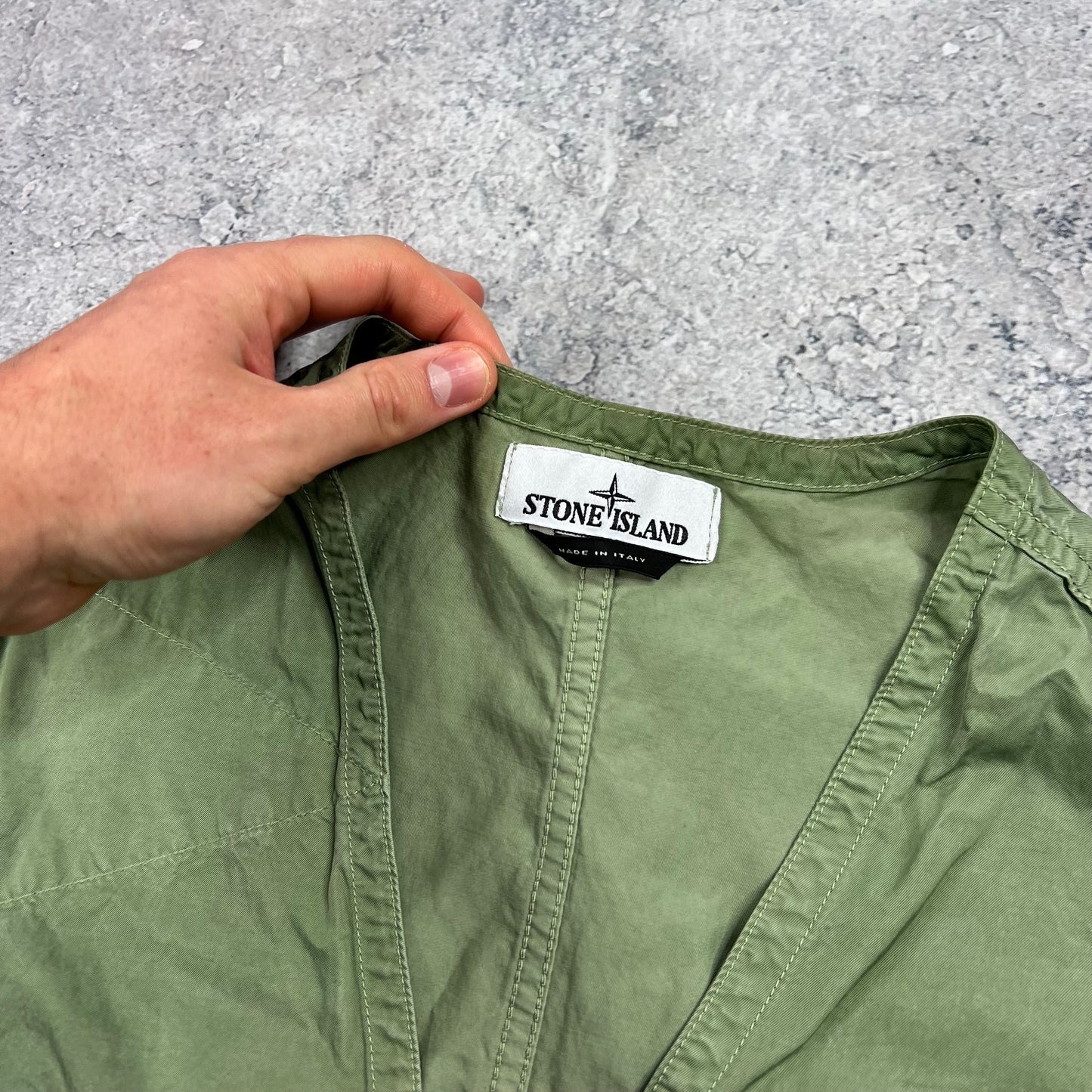 Stone Island Green Cupro Cotton Vest Large 22.5”