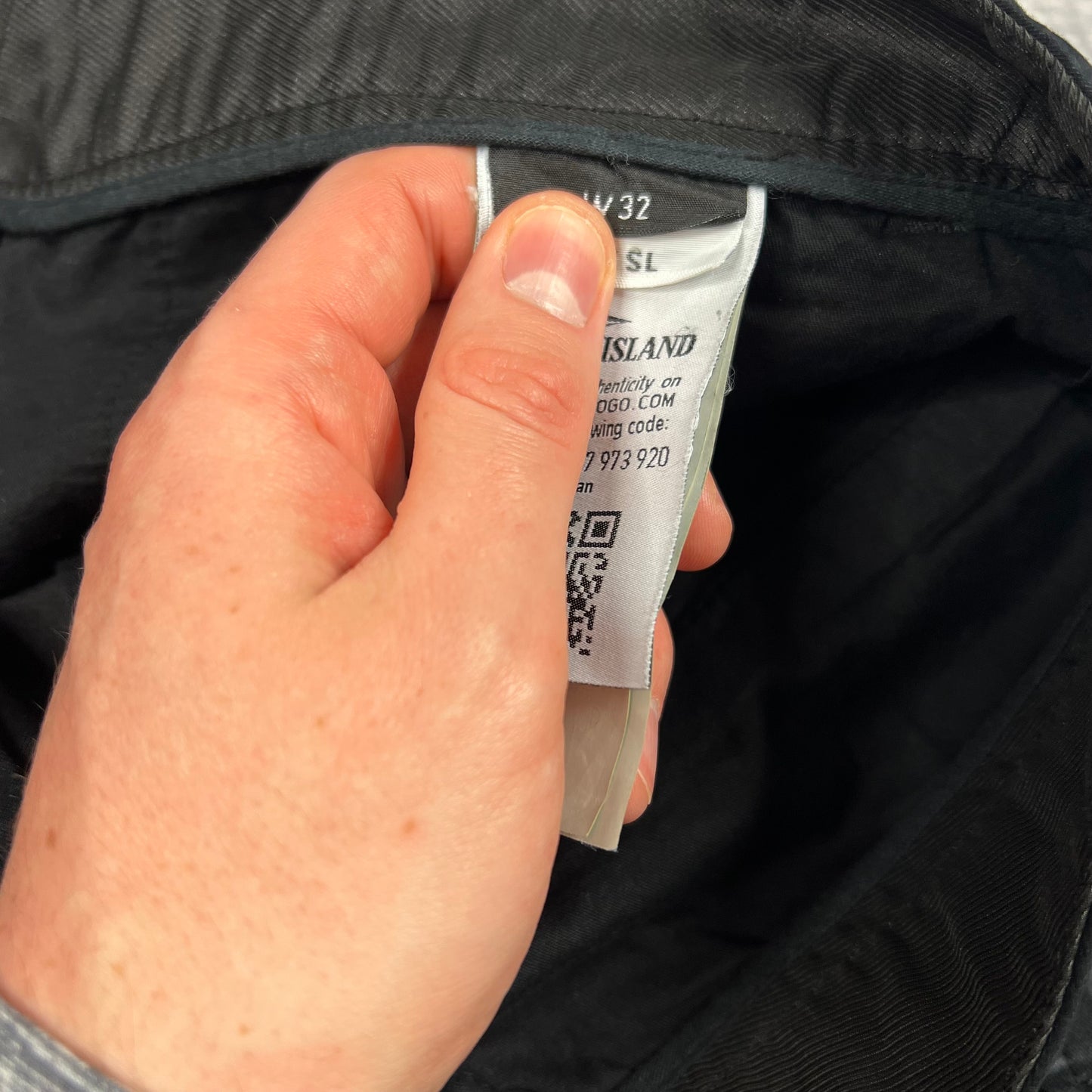 Stone Island Black Slim Cargo Trousers W32”