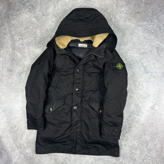 Stone Island Black David Down Parka Jacket Small 22”
