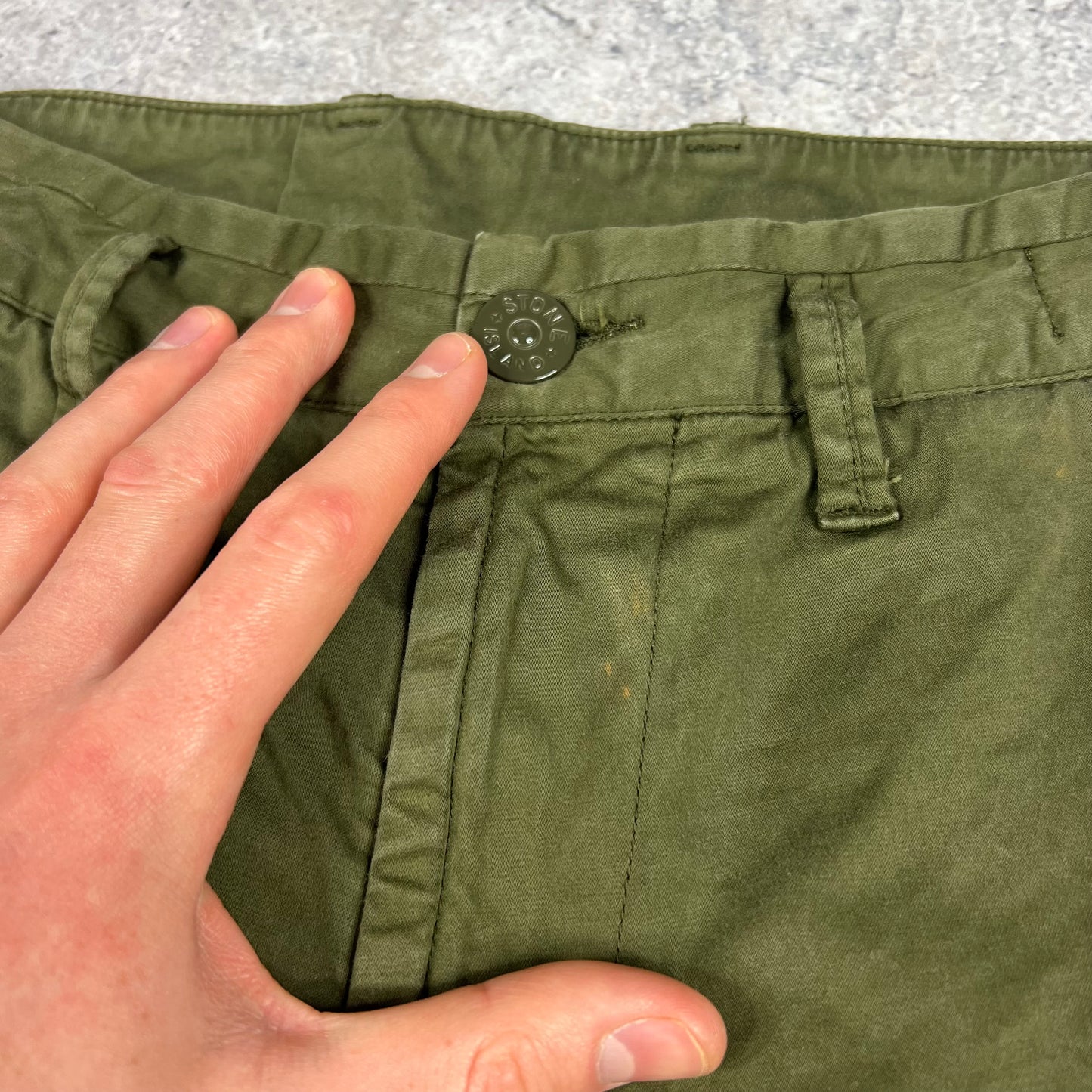 Stone Island Khaki Ghost Cargo Trousers W28-30”
