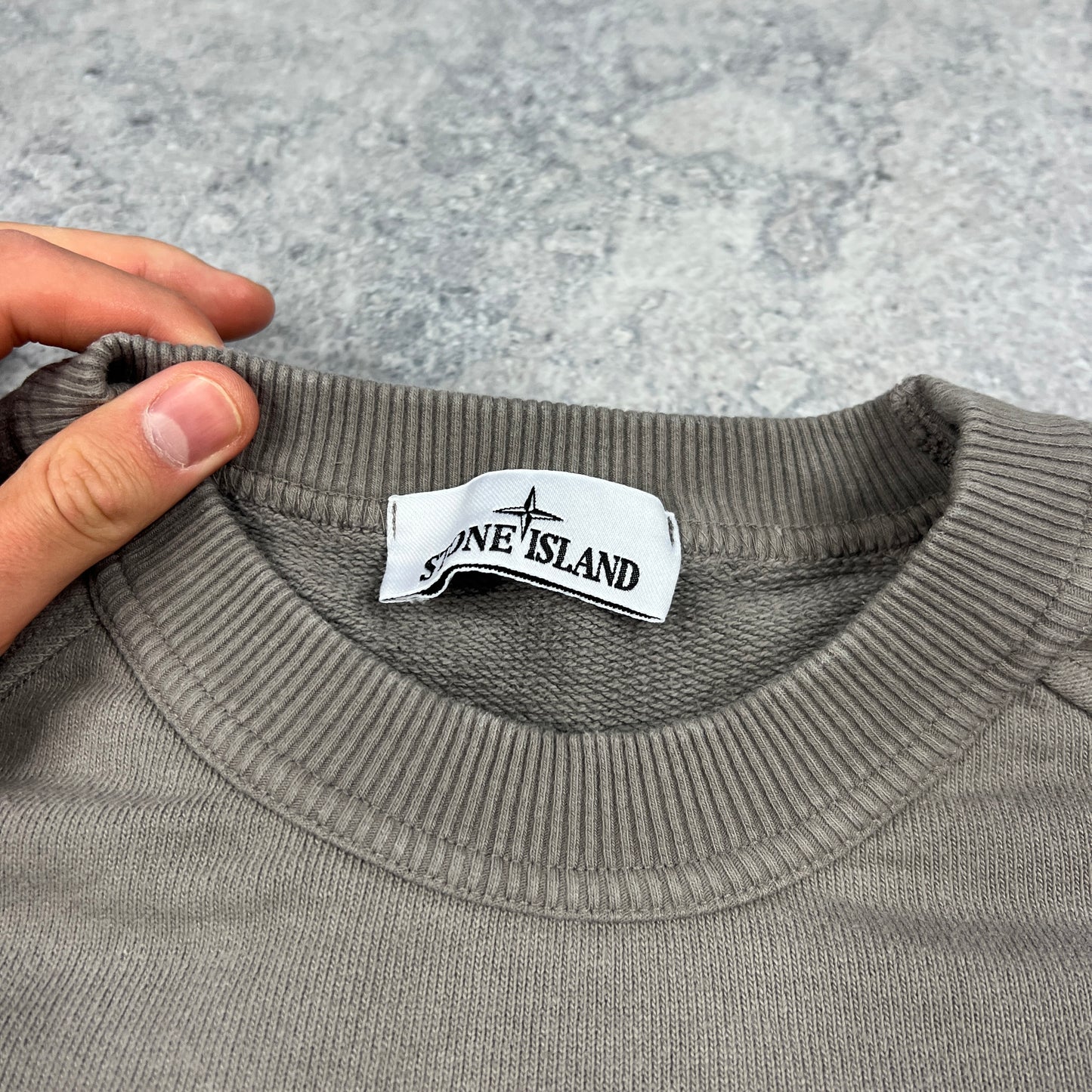 Stone Island Grey Letter Logo Sweatshirt XXL 26.75”