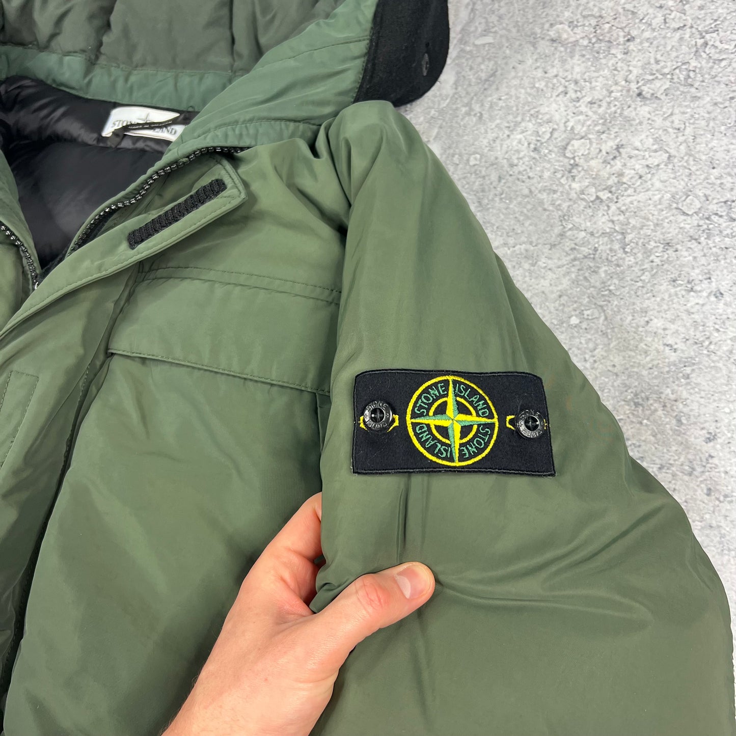 Stone Island Green Micro Reps Down Parka Large 25.5”