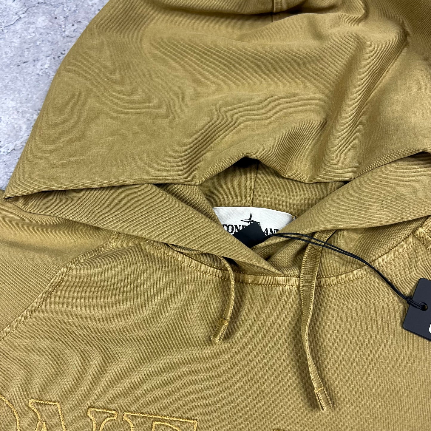 Stone Island Sand Embroidered Logo Hoodie Medium 23” BNWT