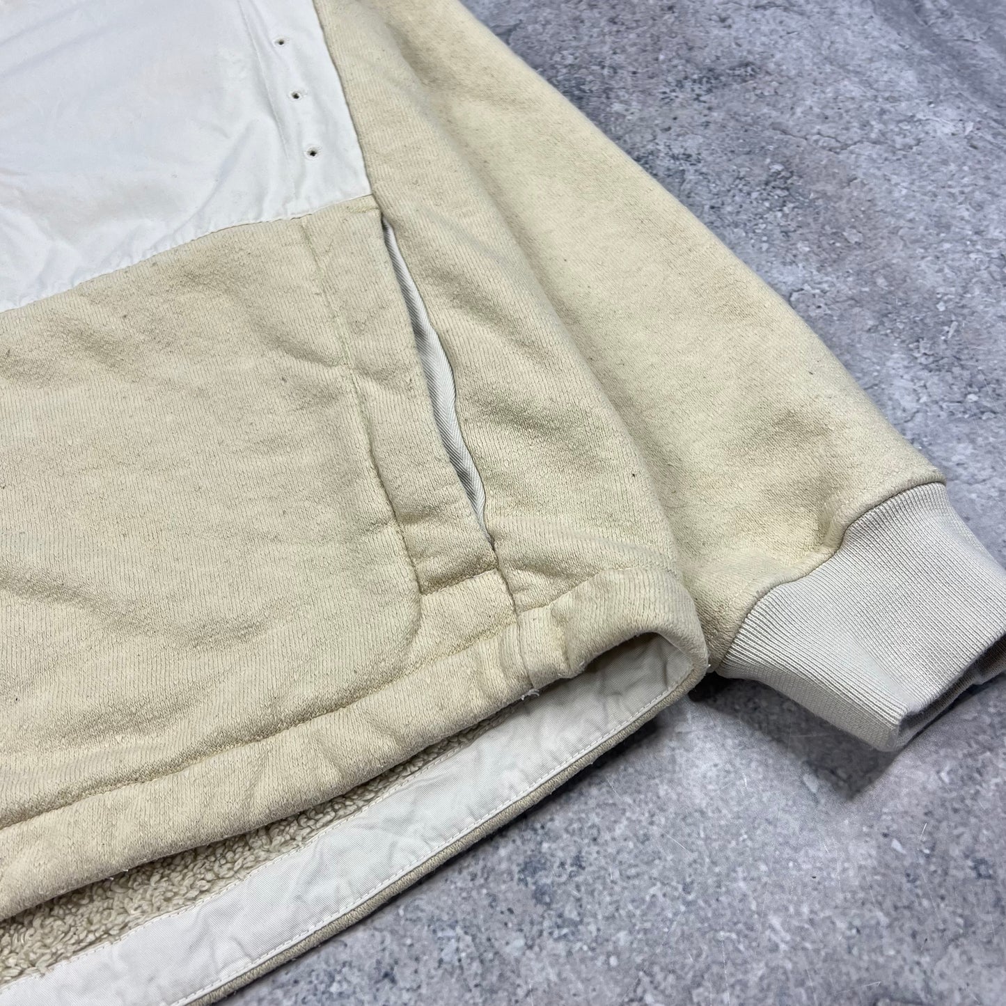 Stone Island Beige Terry Fleece Plated Jacket Large 23.25”