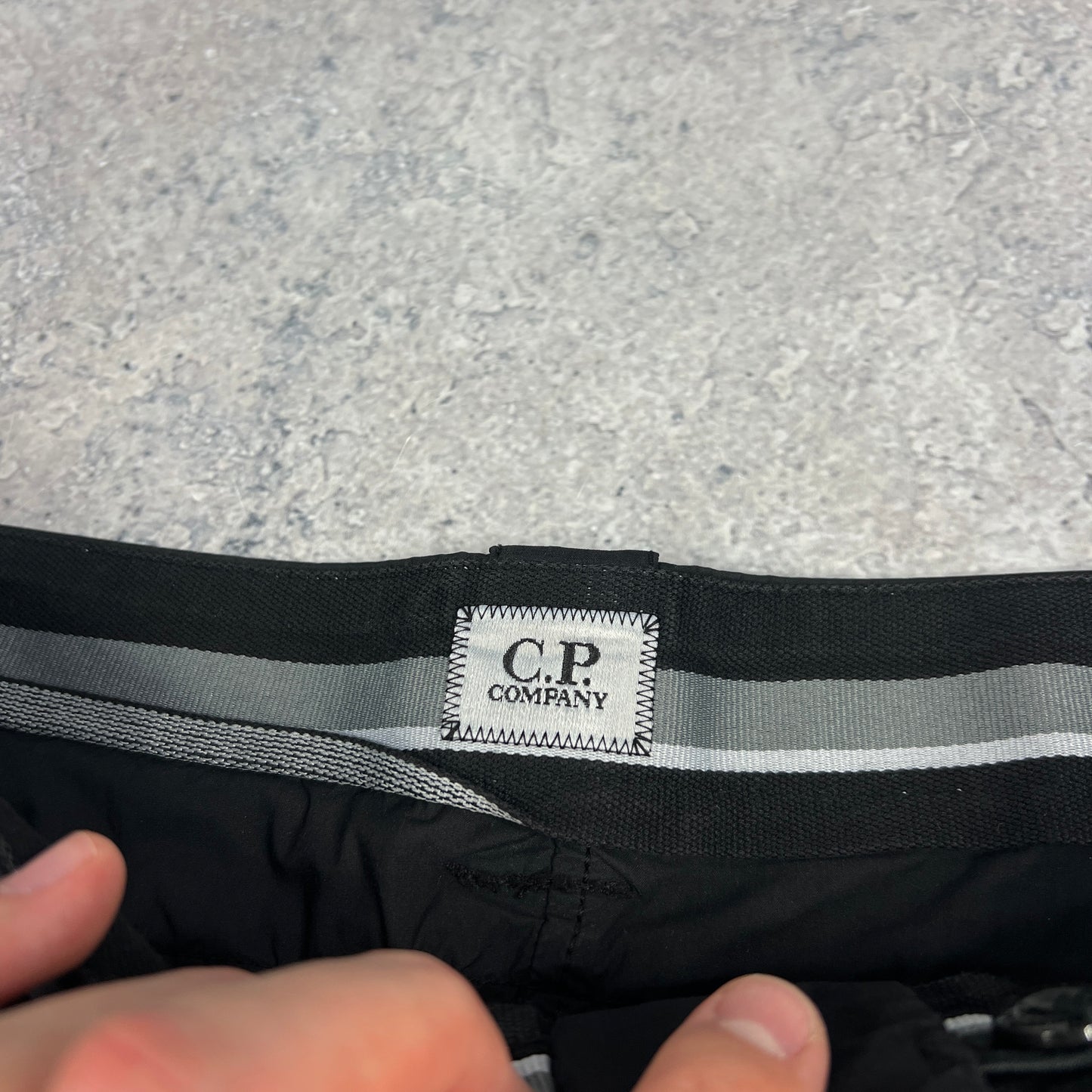 CP Company Black Parachute Lens Cargo Trousers Size 48 W34”