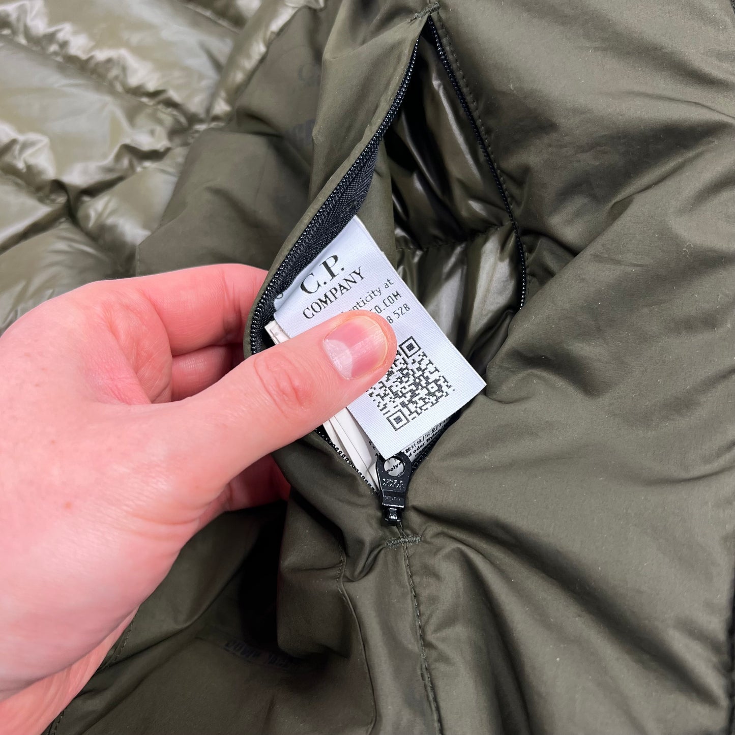 CP Company Khaki Micro M Down Jacket Size 50 Large 24”