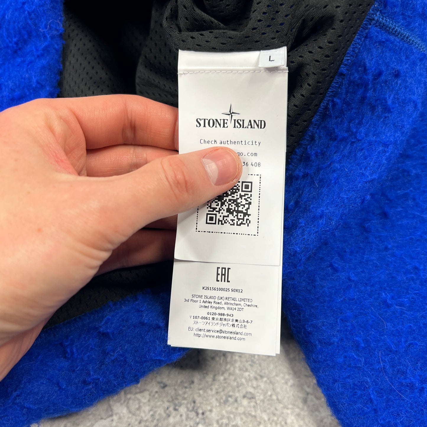 Stone Island Marina Blue Wool Pullover Large 25.25”