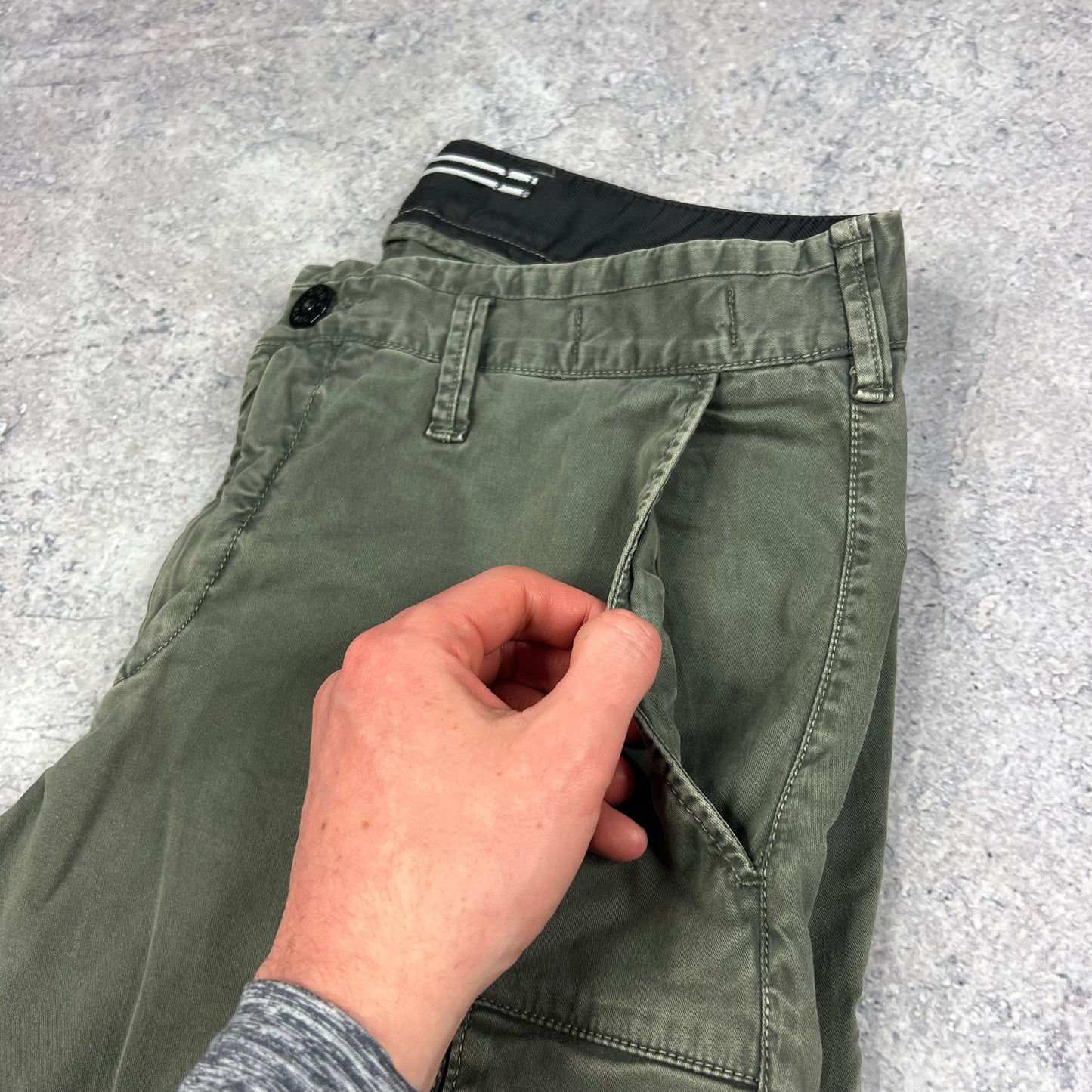 Stone Island Green Skinny Cargo Trousers W32”