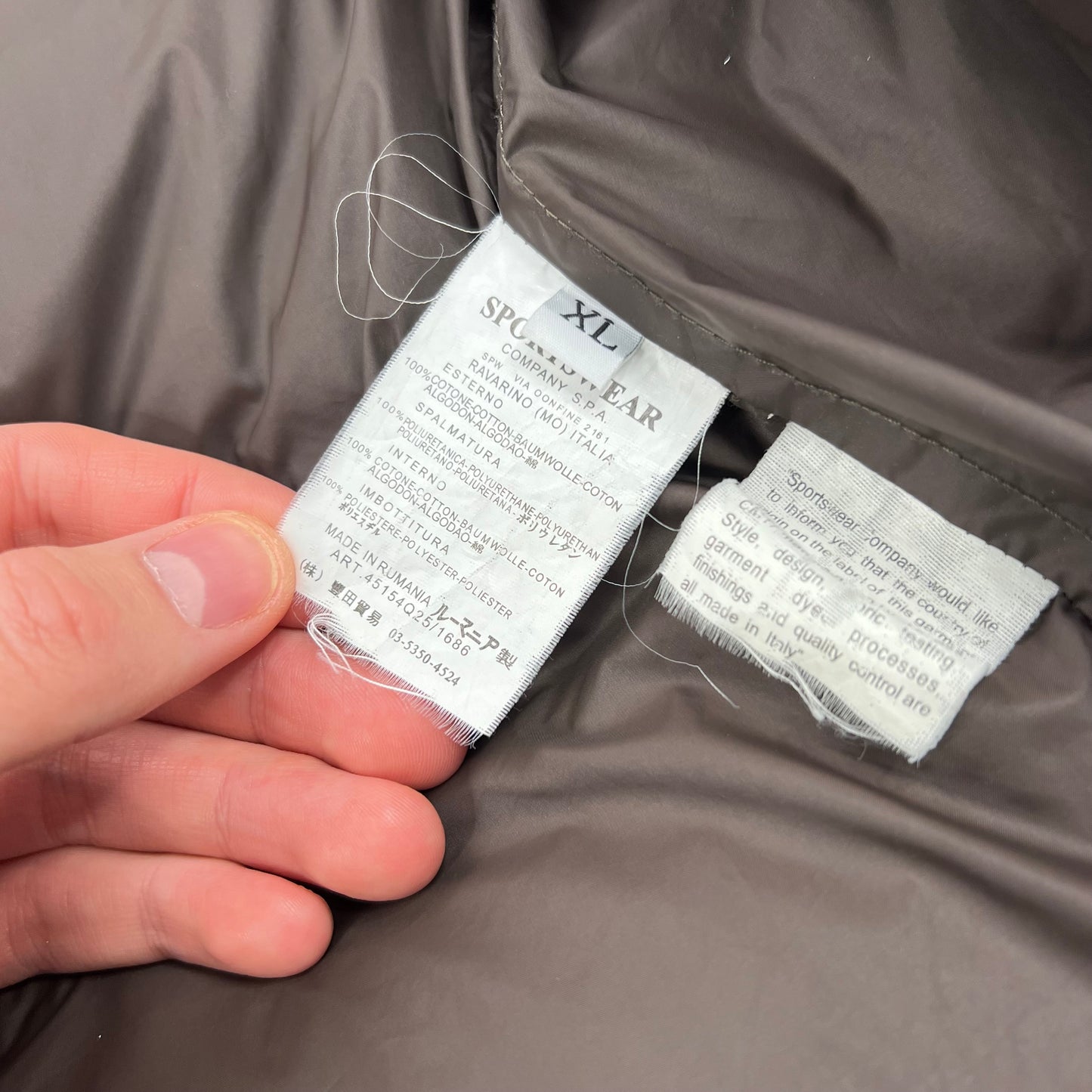 Stone Island Brown Opaque Nylon Tela Down Jacket XL 24.5”