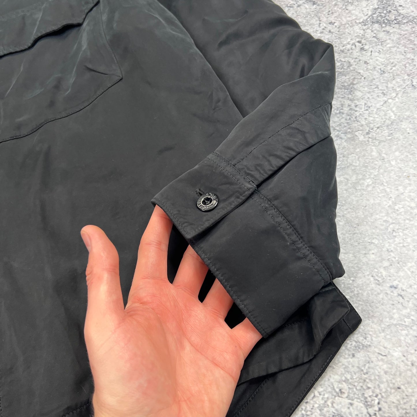 Stone Island Black Ghost Cupro Satin Overshirt Large 24”
