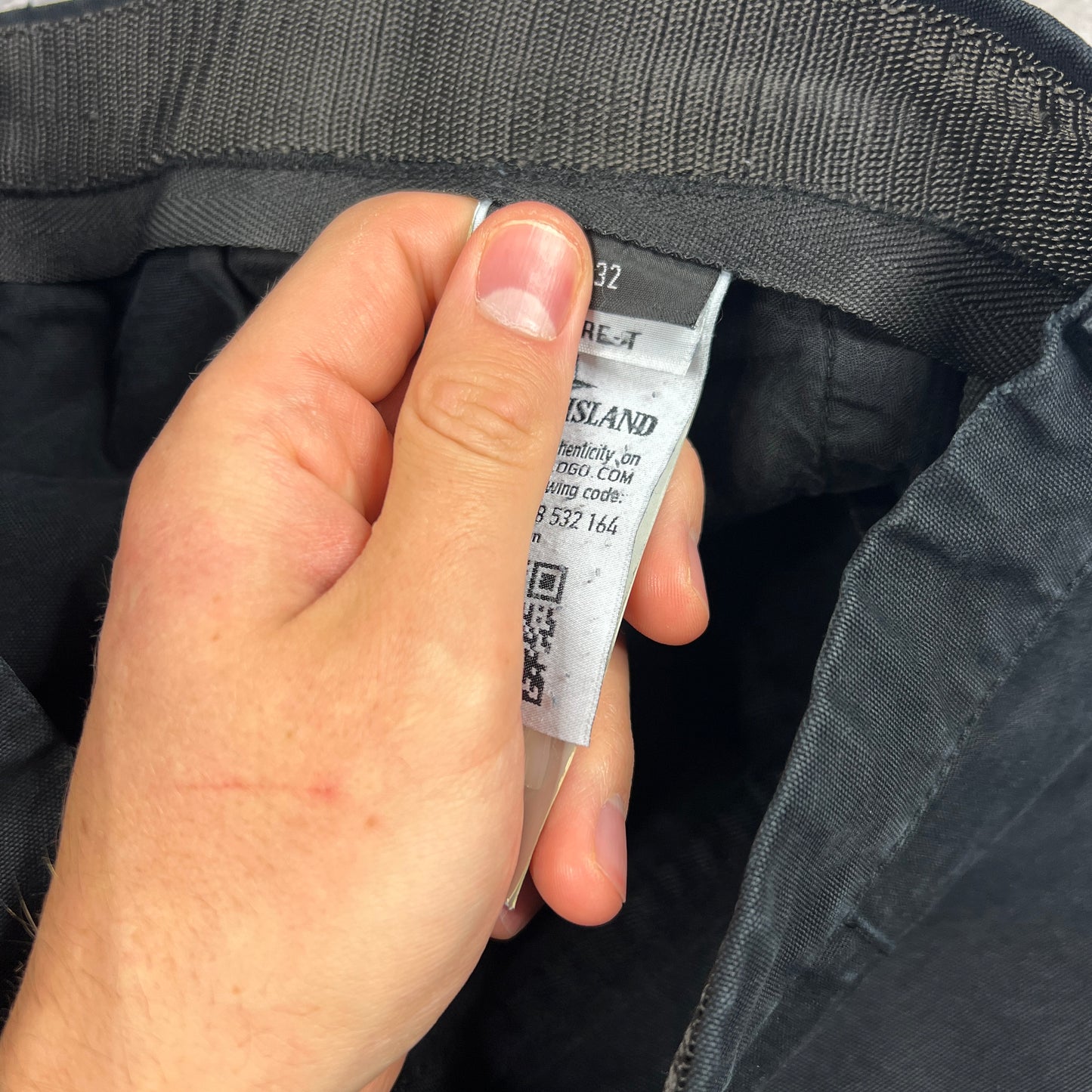 Stone Island Black Regular Cargo Trousers W32”