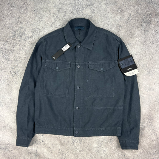 Stone Island Blue Ghost Bonded Linen Jacket XL 24” BNWT