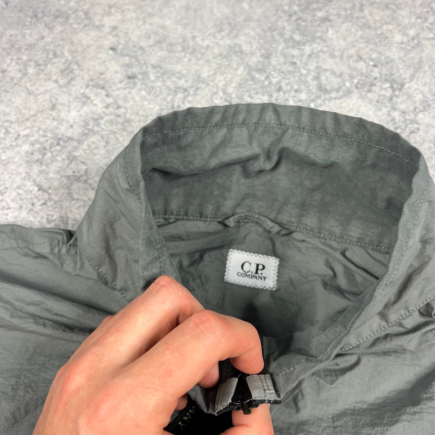 CP Company Grey Nylon Quarter Zip Medium 23”