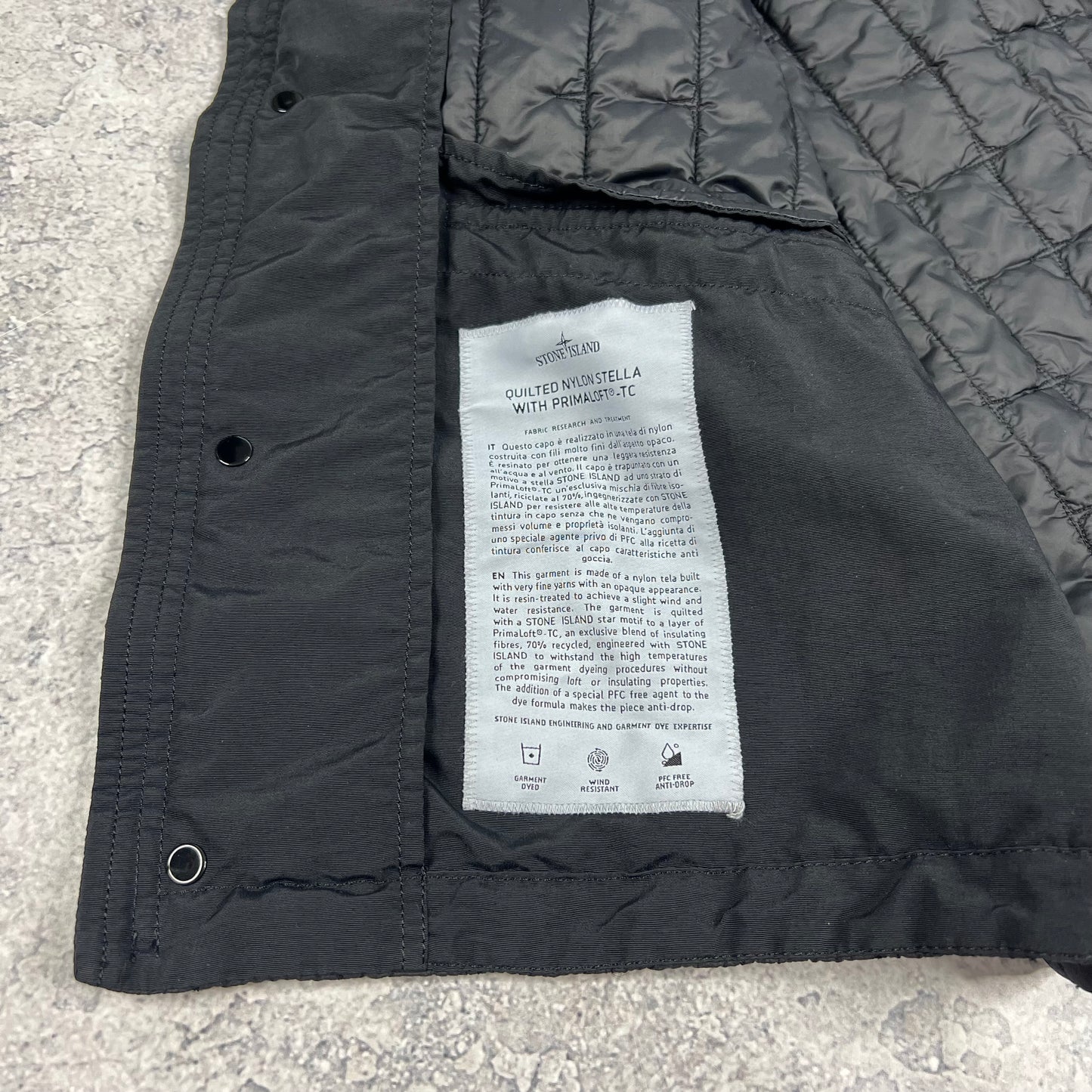 Stone Island Black Quilted Stella Primaloft Vest Medium 23.5”