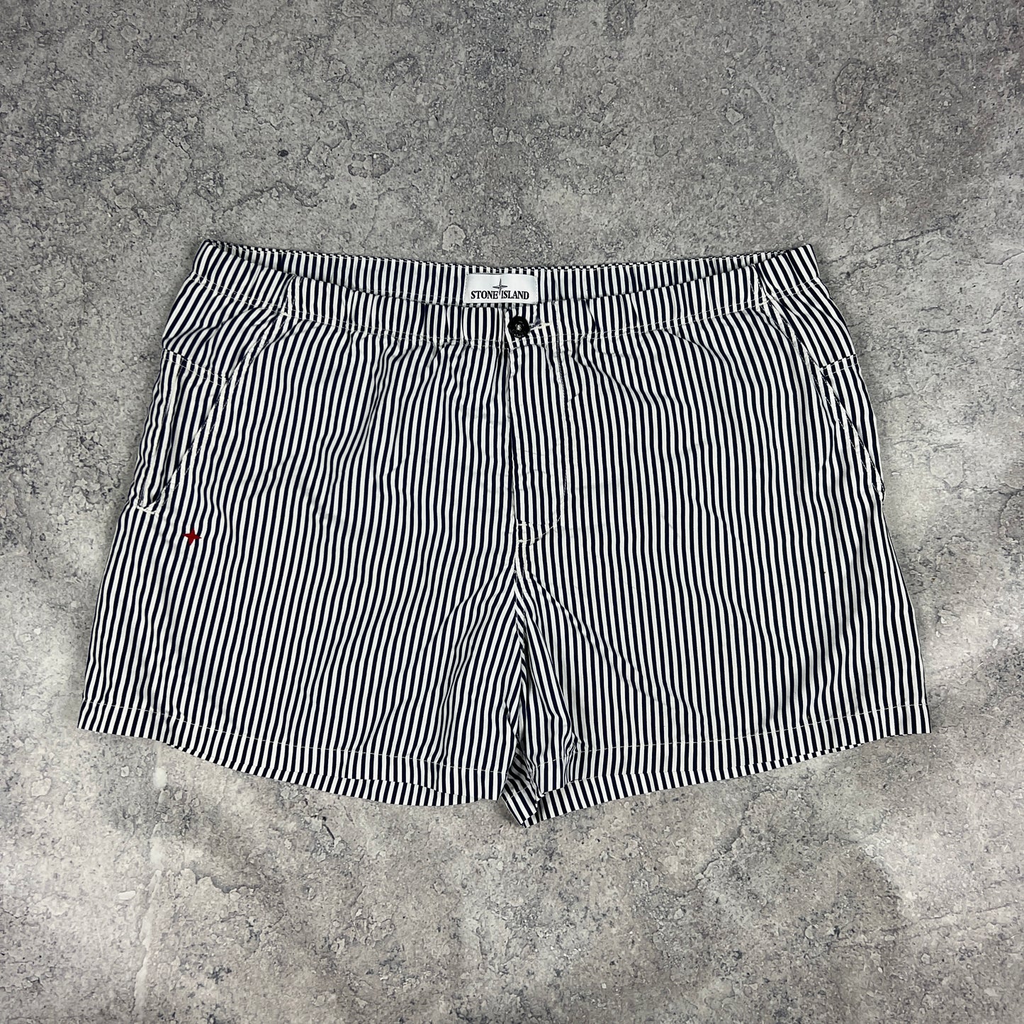 Stone Island Marina Blue Striped Swimshorts XL W38