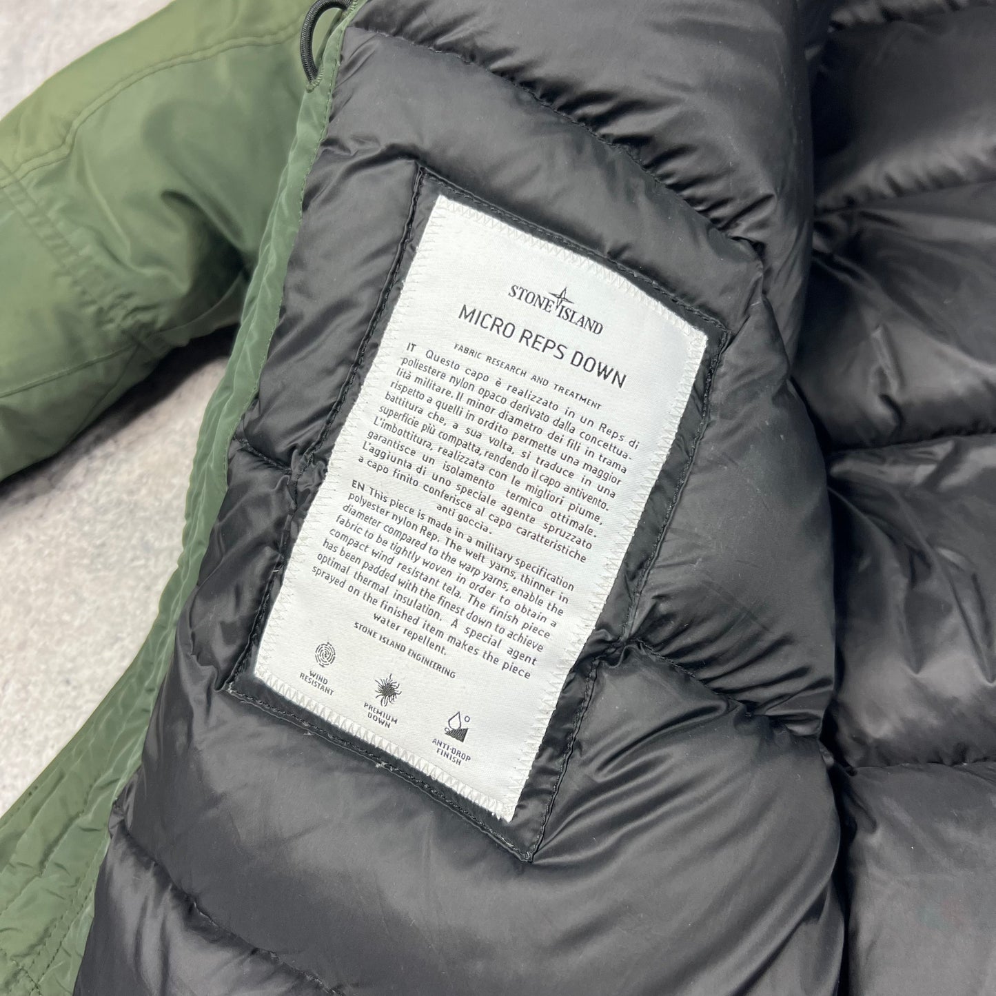 Stone Island Green Micro Reps Down Parka Large 25.5”