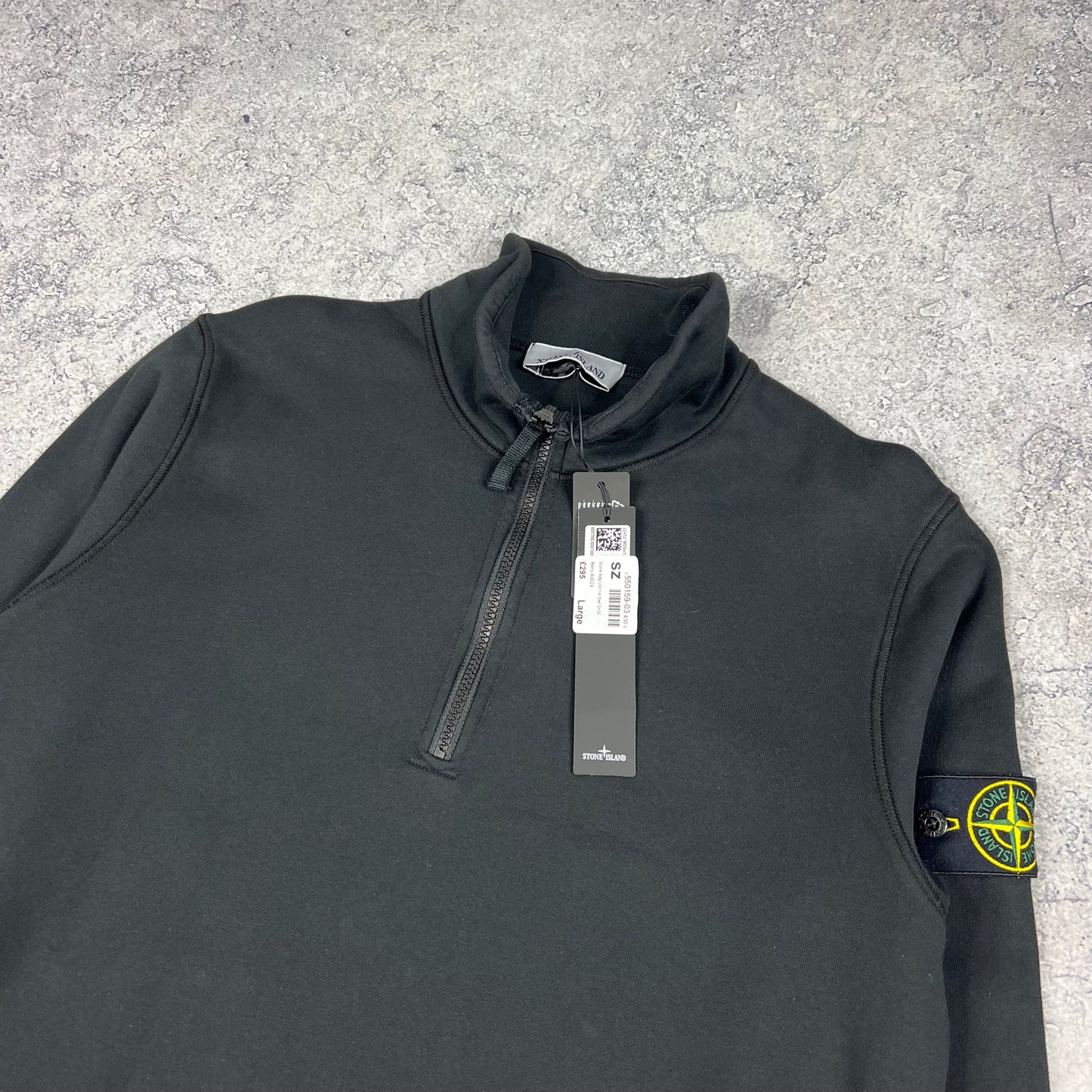 Stone Island Black Quarter Zip Sweatshirt Large 23” BNWT