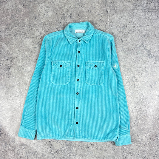 Stone Island Light Blue Corduroy Overshirt Medium 20.75”