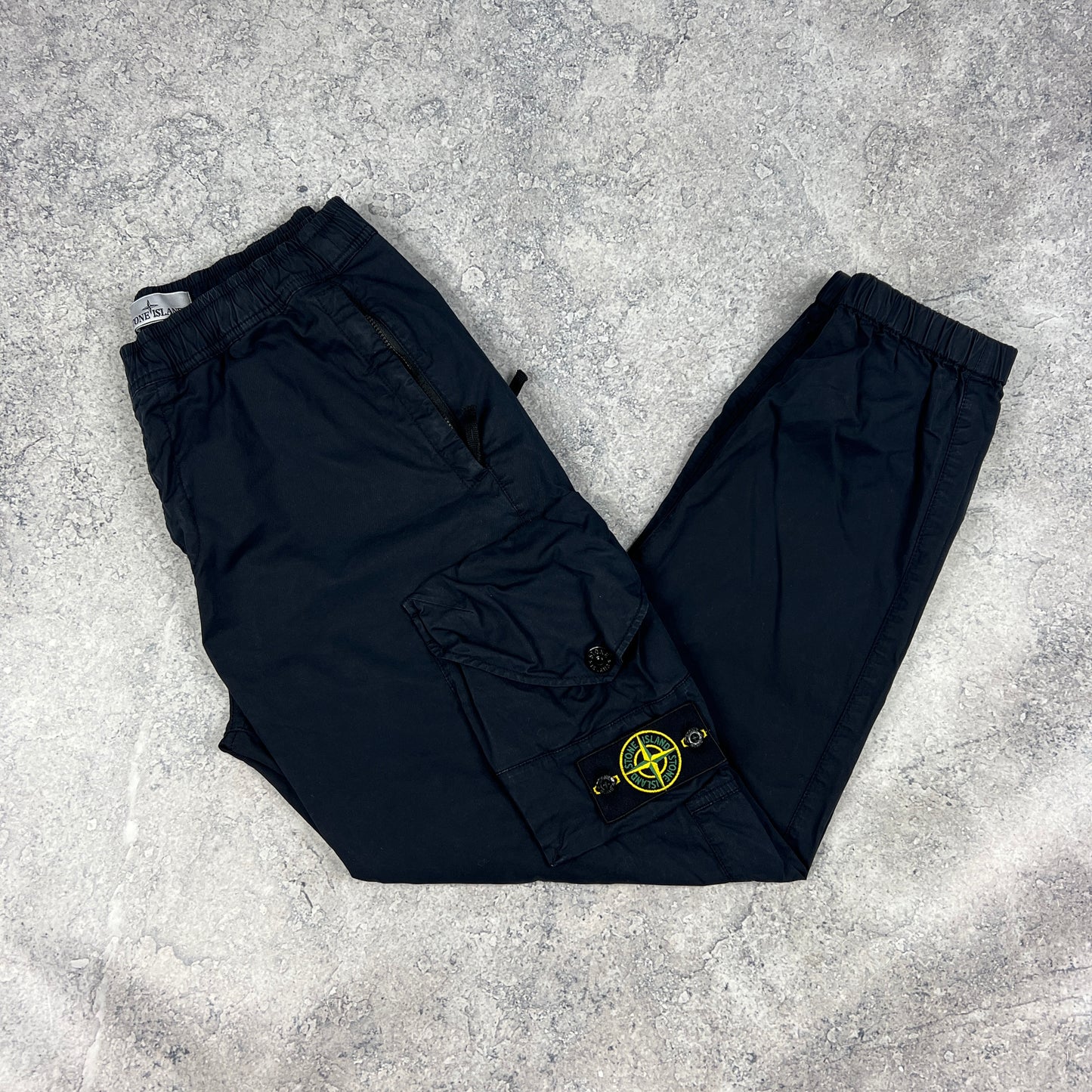 Stone Island Navy Cuffed Cargo Trousers W30”