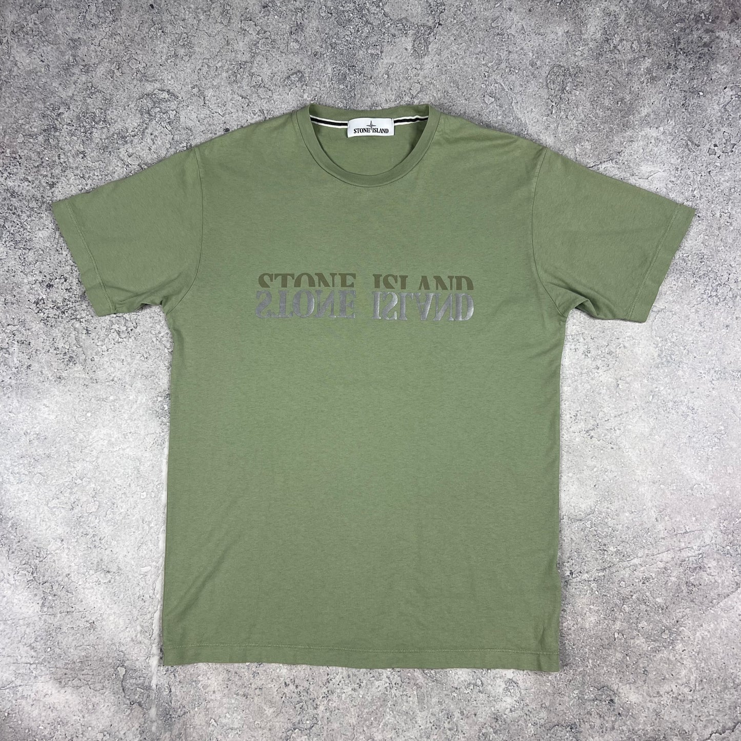 Stone Island Green Reflective T-Shirt Medium 20.5”