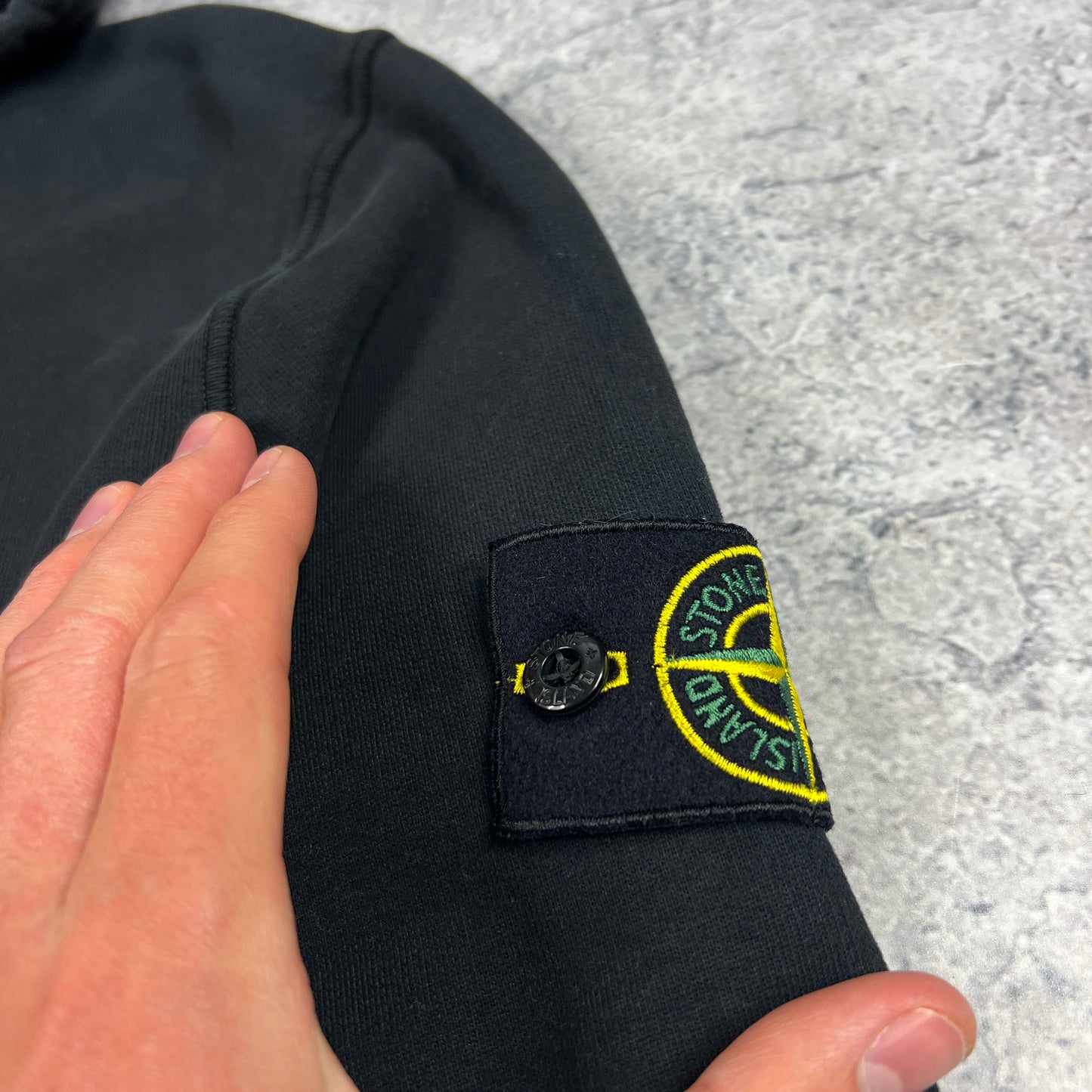 Stone Island Black Pullover Hoodie Large 22.5”