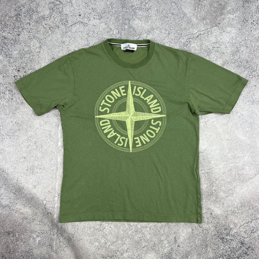 Stone Island Green Stitch Logo T-Shirt Medium 20.75”
