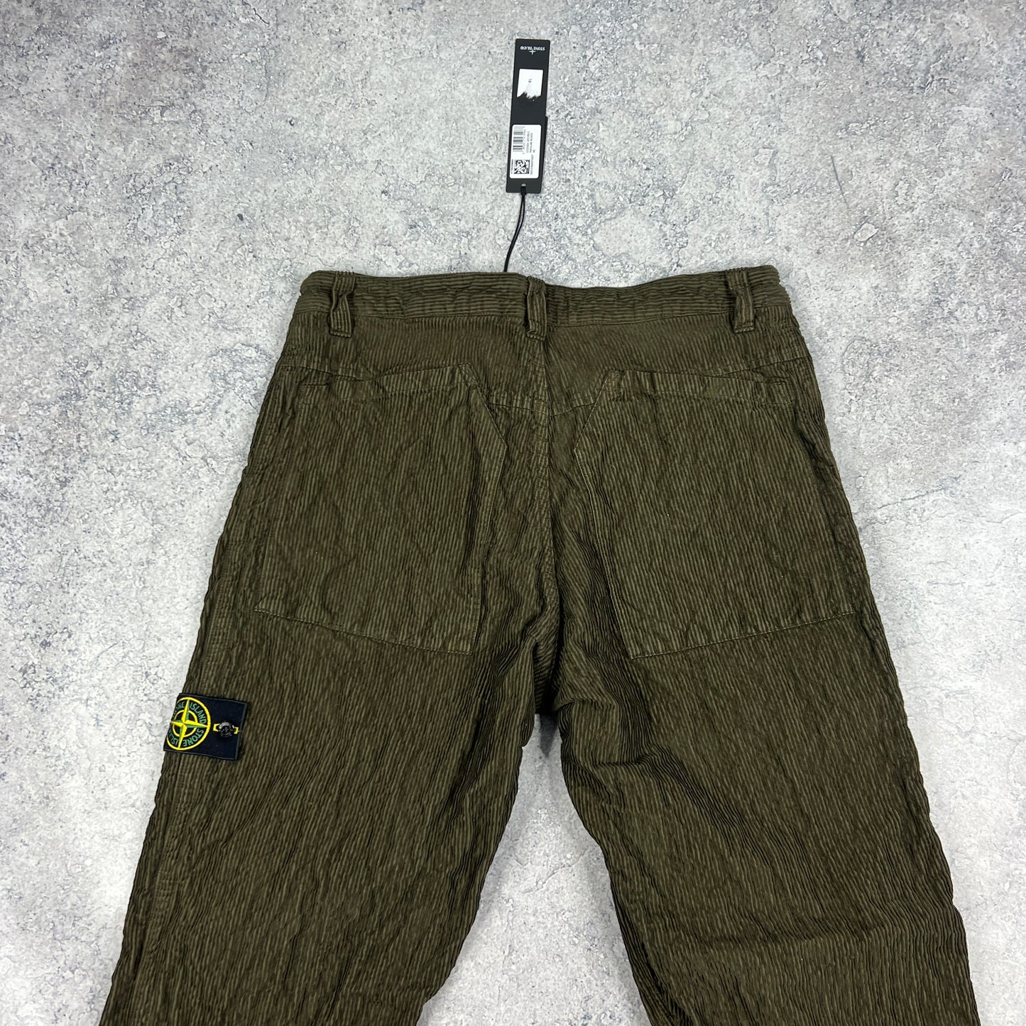 Stone Island Khaki Wrinkled Corduroy Trousers W32” BNWT