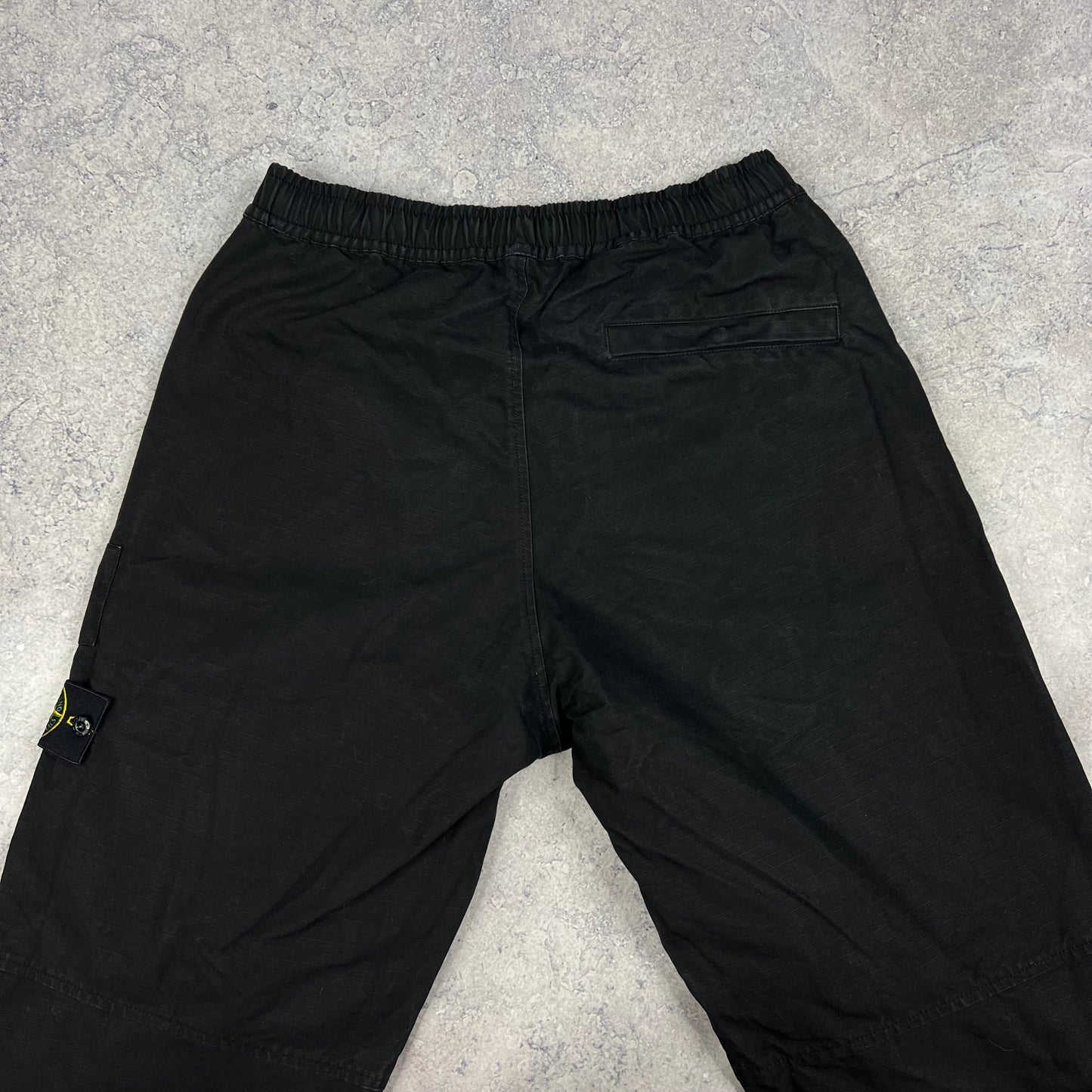 Stone Island Black Ripstop Loose Cargo Trousers W31”