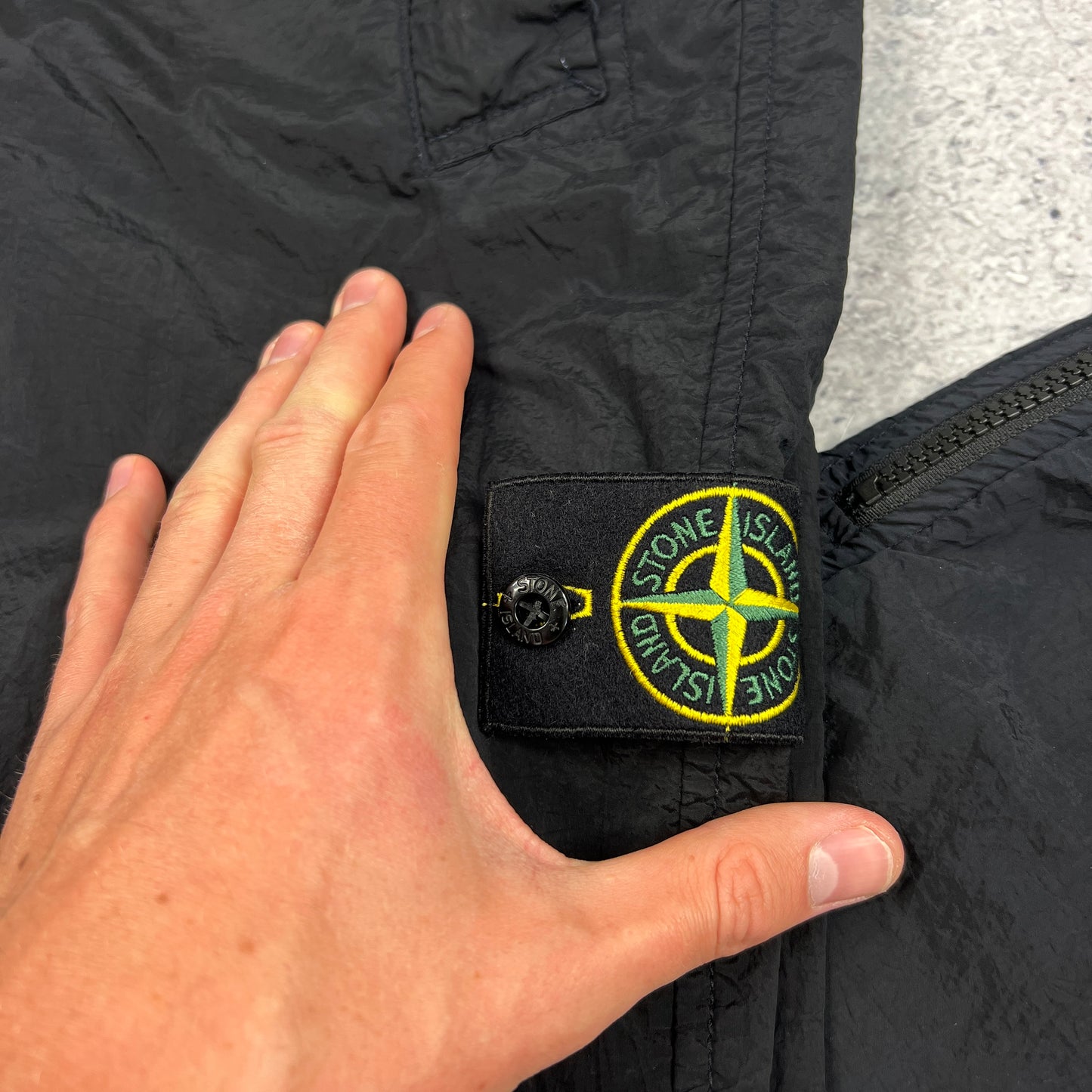 Stone Island Navy Nylon Metal Cargo Trousers W30”