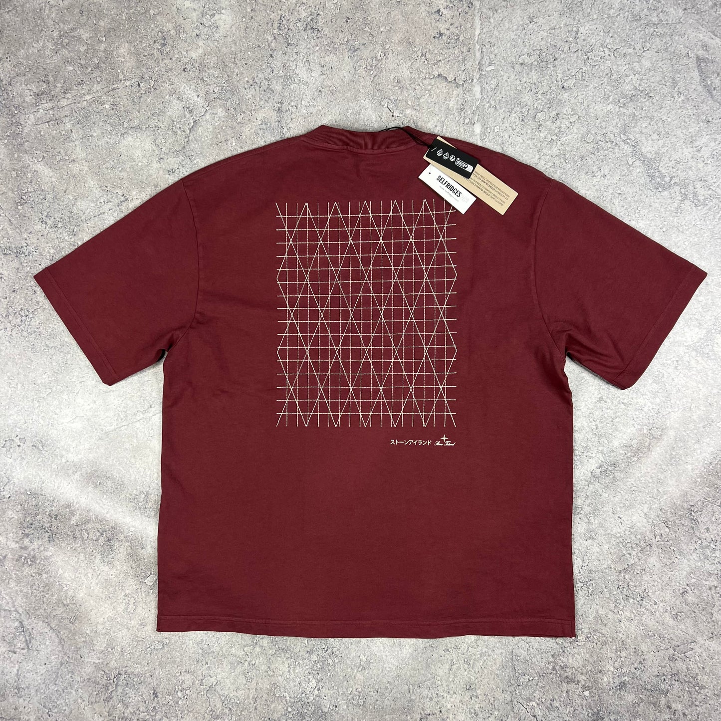 Stone Island Burgundy Multiaxial Sashiro T-Shirt XL 24.75” BNWT