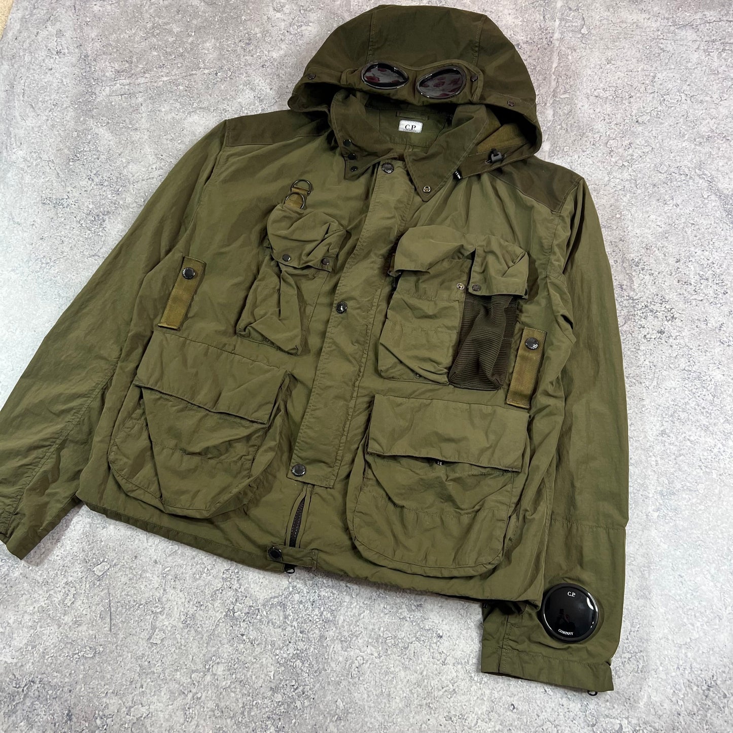 CP Company Khaki Flatt Nylon Mille Miglia Jacket Size 48- M/L 23”