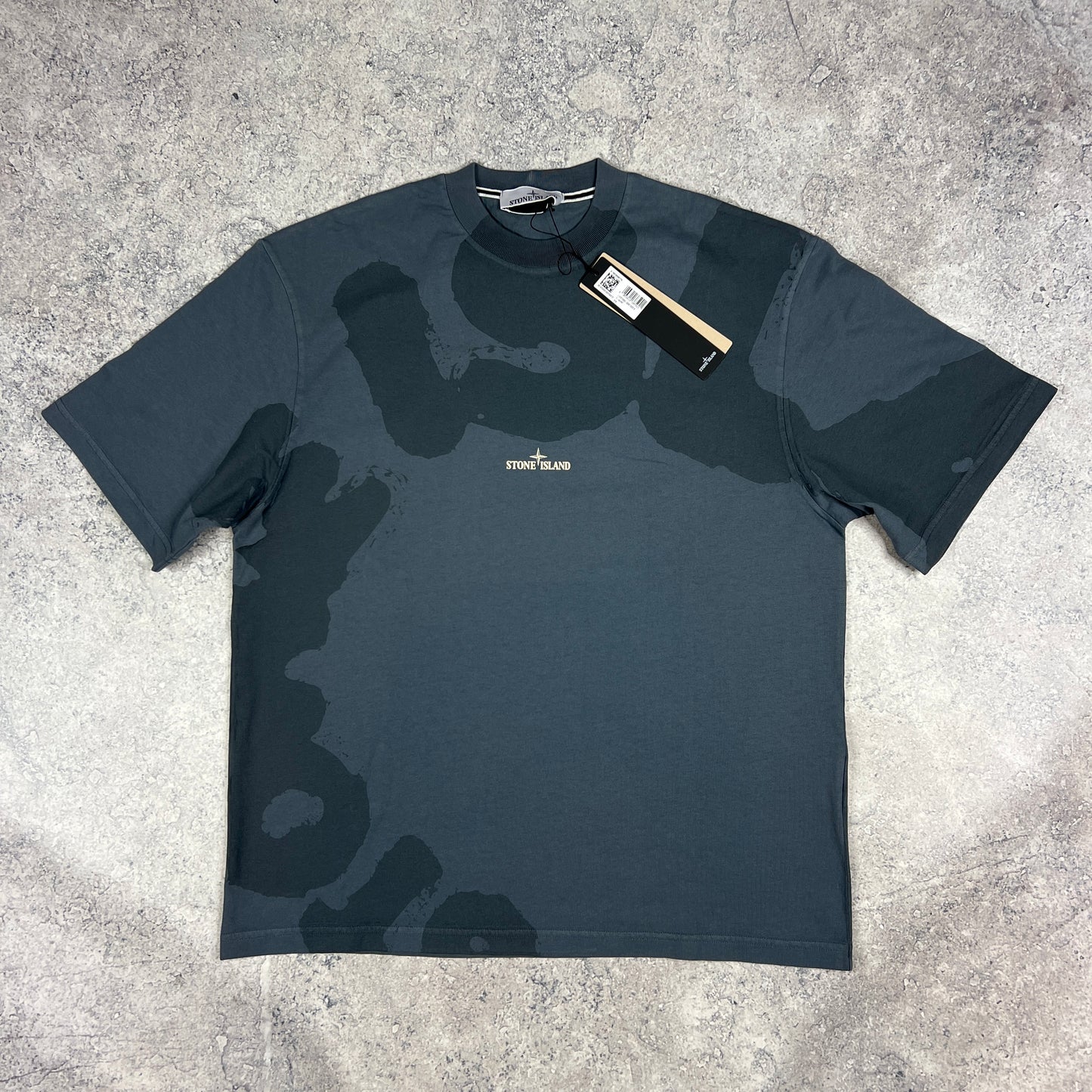 Stone Island Blue Whirlwind Logo T-Shirt Medium 22.75” BNWT