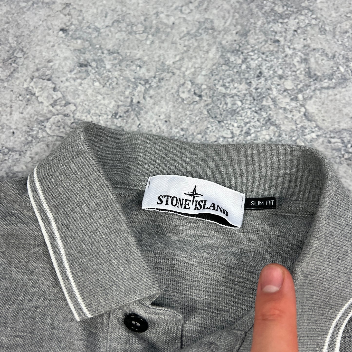 Stone Island Grey L/S Polo Large Slim Fit 21”