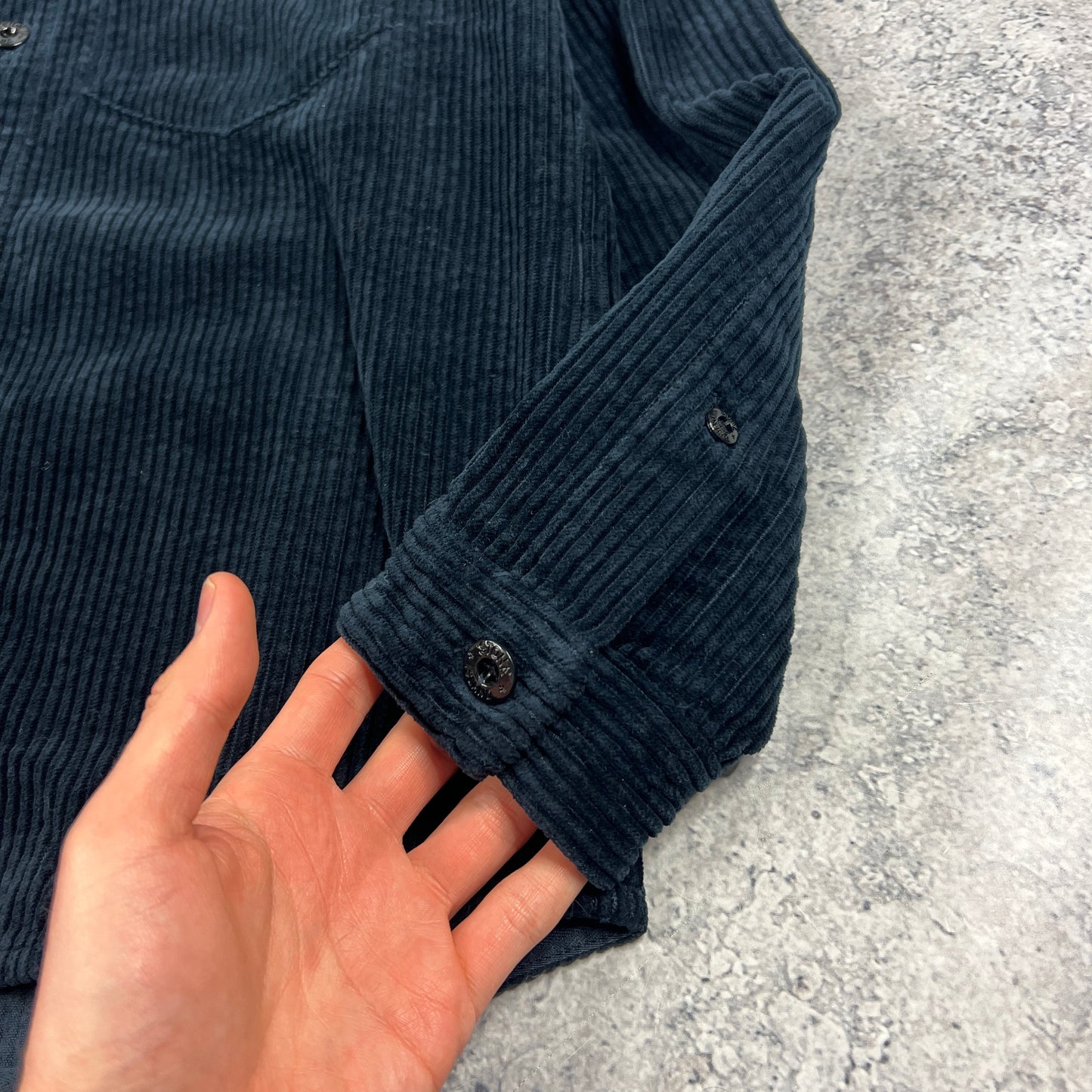 Stone Island Navy Corduroy Shirt Medium 22”